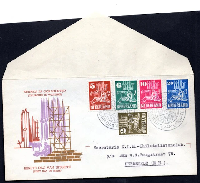 Netherlands 1950 - Churches in wartime with an open...
