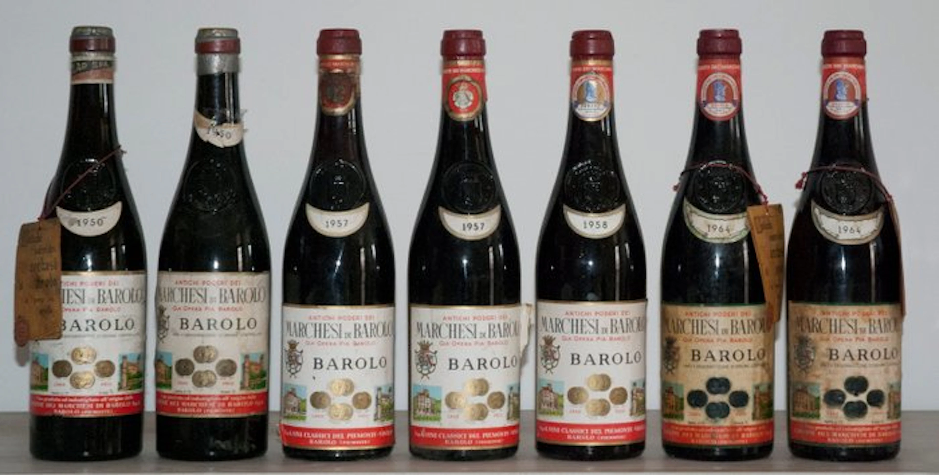 1950 x2, 1957 x2, 1958 & 1964 x2 Marchesi di Barolo - Barolo - 7 Bottles