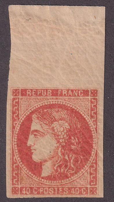France - 40c bright blood-red new**/* signed Calves +...