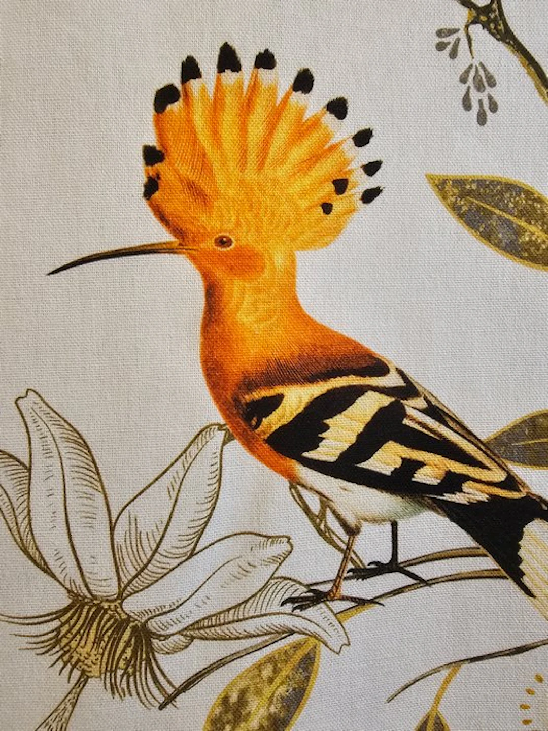 300x280 cm! Exclusive Art Deco fabric with hoopoe and...