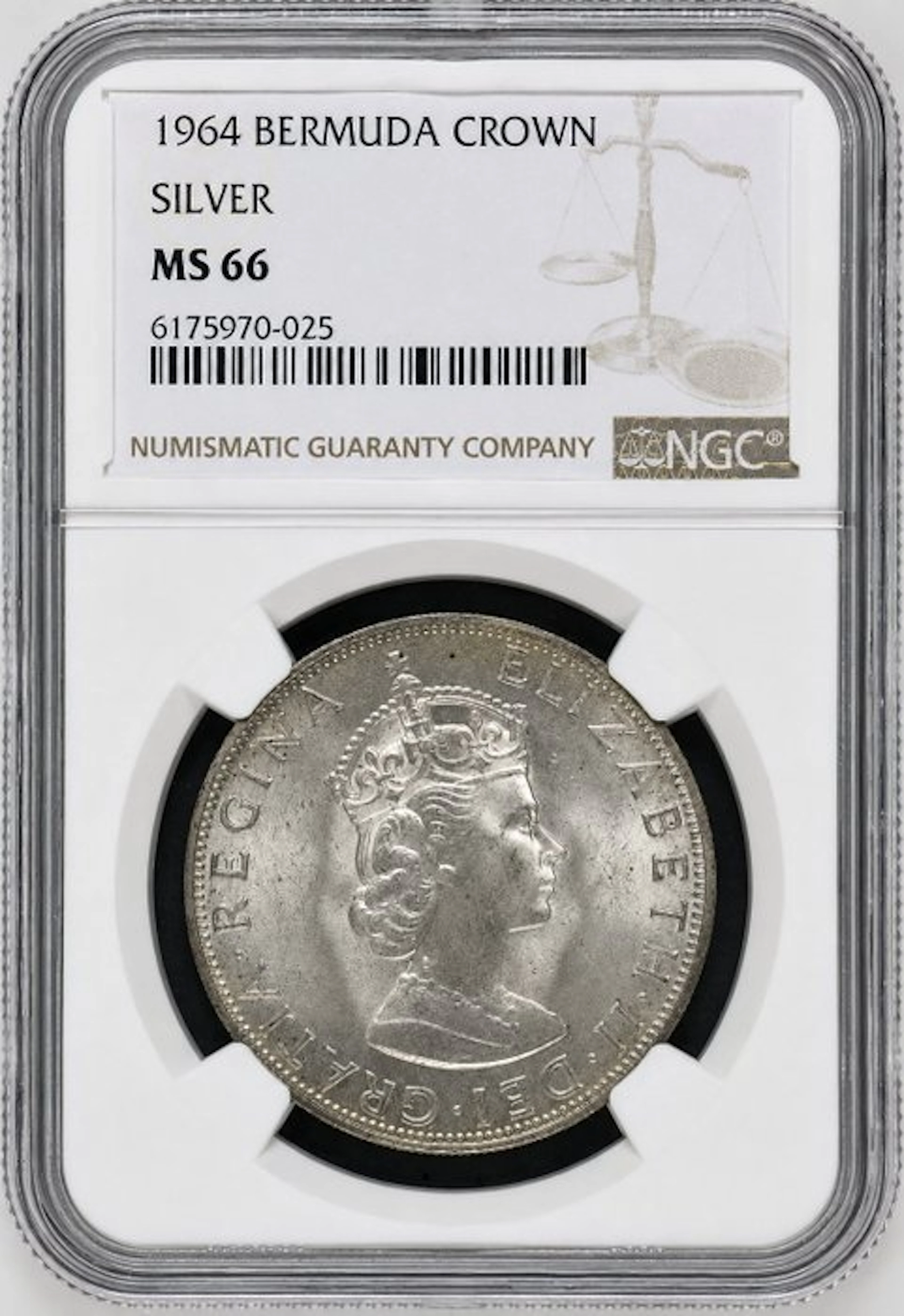 Bermuda (British Overseas Territories). Elizabeth II. 1 Crown 1964 - NGC MS66