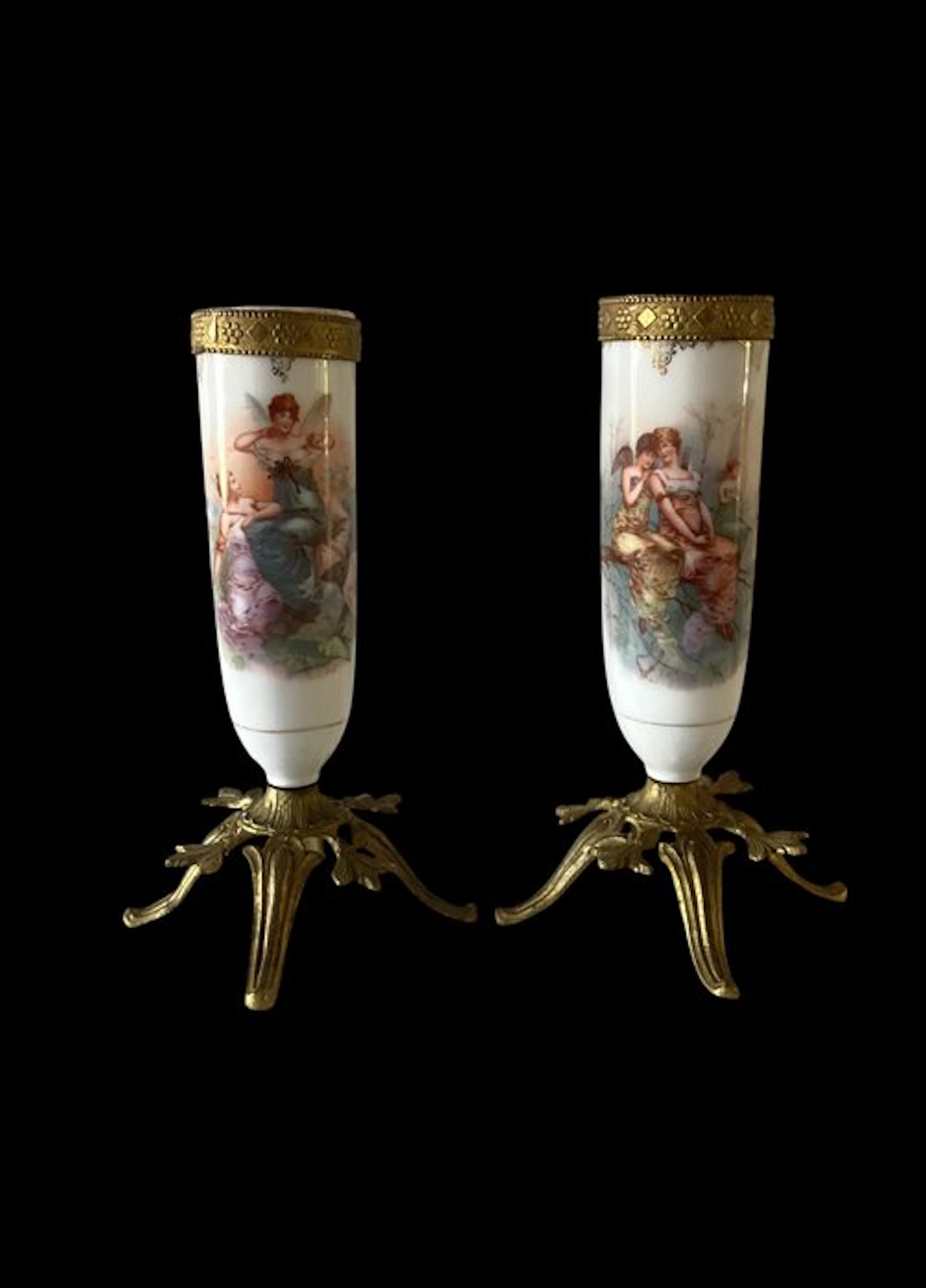 Vase (2) - Porcelain, Gold plated - Solifore flower vases