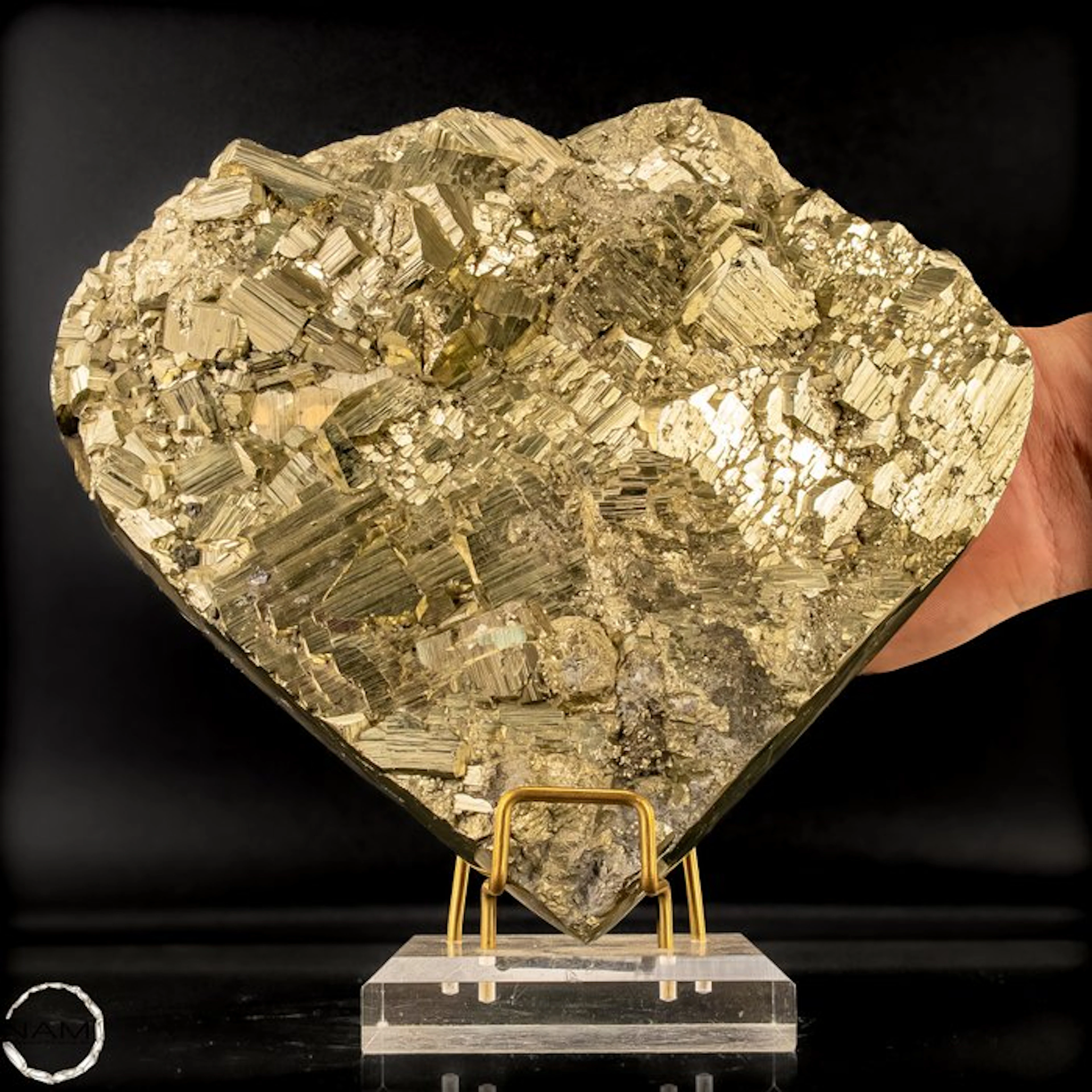 Rare Natural Golden Cube Crystal Pyrite Heart- 4181.22 g