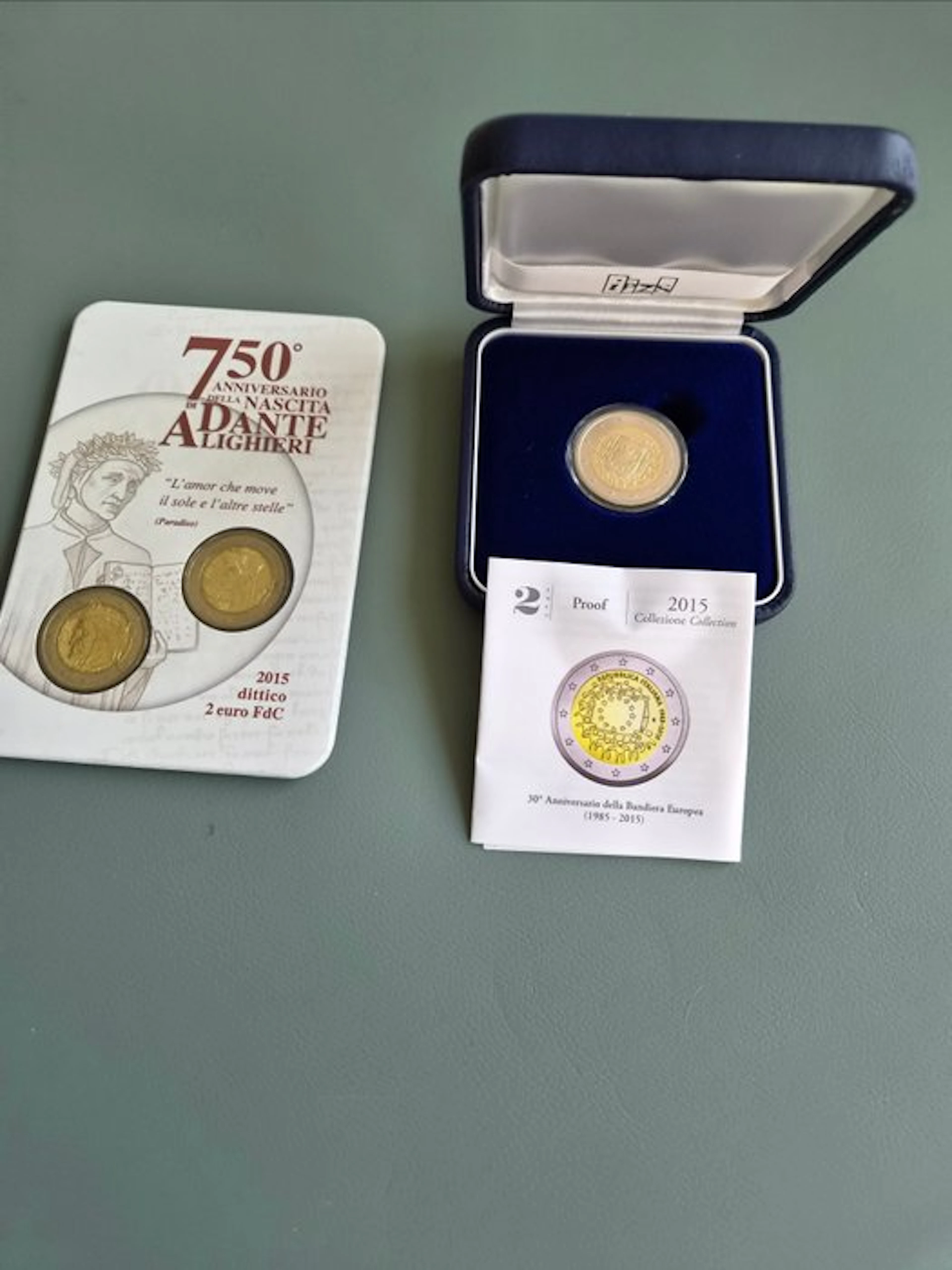 Italy. 2 Euro 2015 "30 Years European Flag" +"Dante Alghieri" (3 coins incl