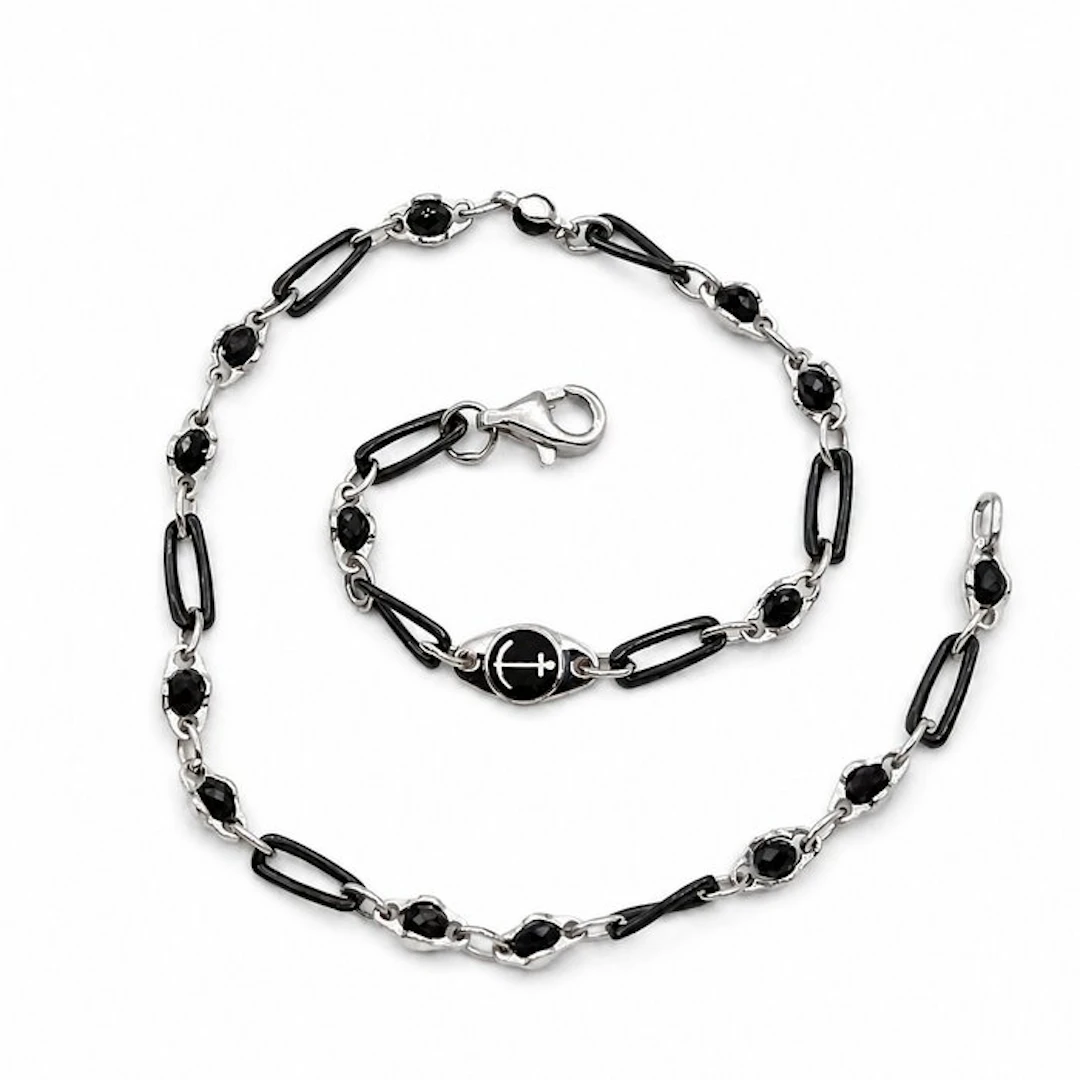 Arcadia - Bracelet - 18 kt. White gold Onyx - Made in Italy - Handmade