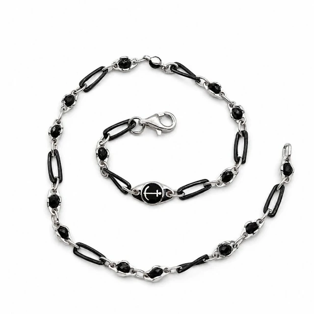 Arcadia - Bracelet - 18 kt. White gold Onyx - Made in Italy - Handmade