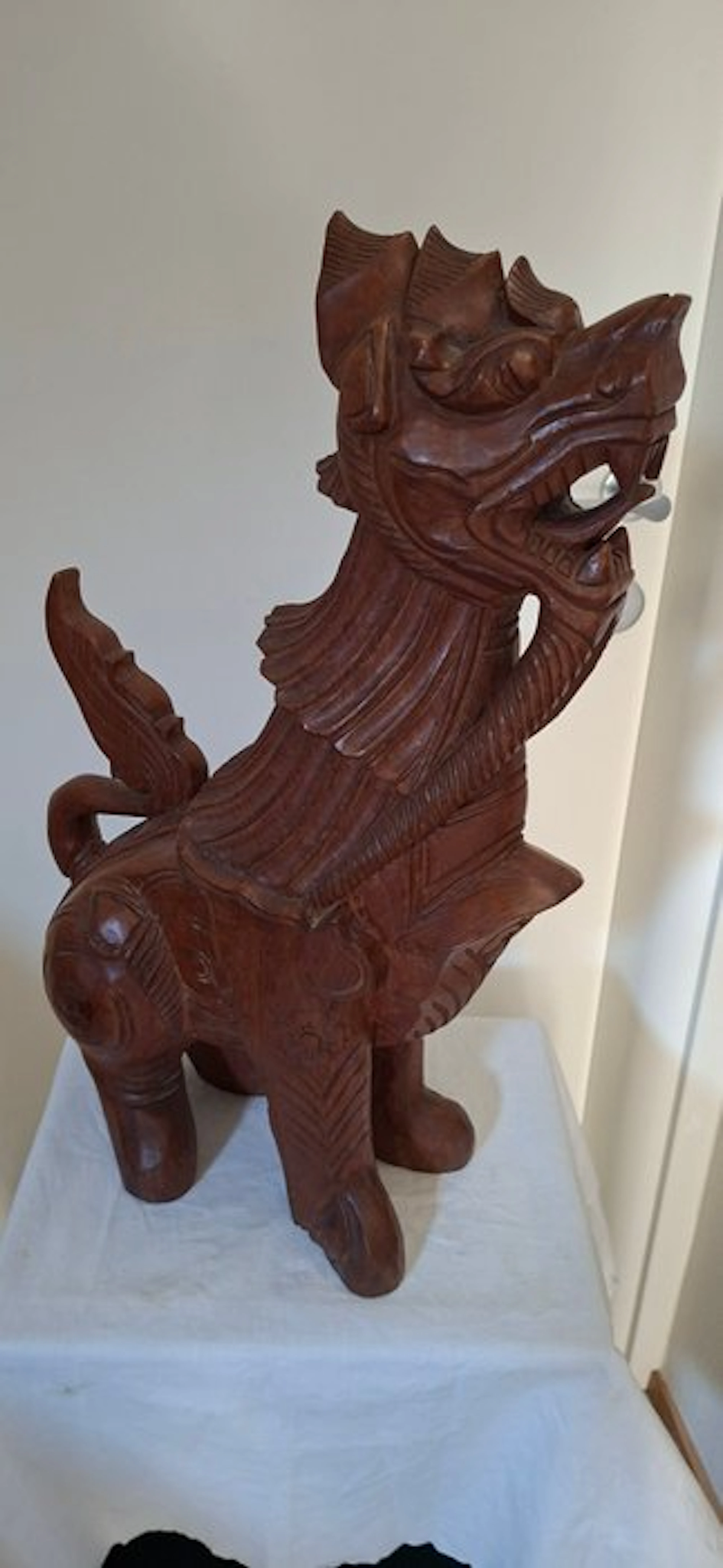 Creatura mitologica intagliata Large Thai Guardian Lion...