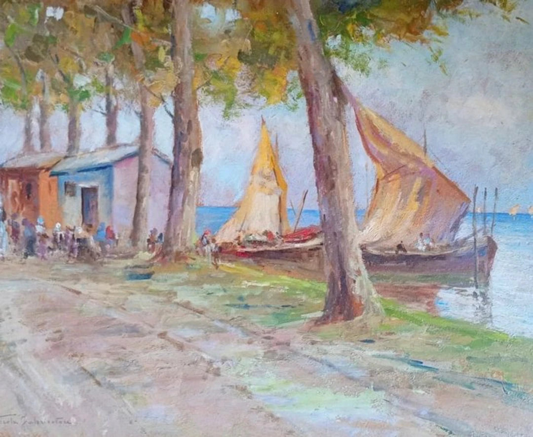 Nicola Fabbricatore (1888-1962) - Festa in riva al mare