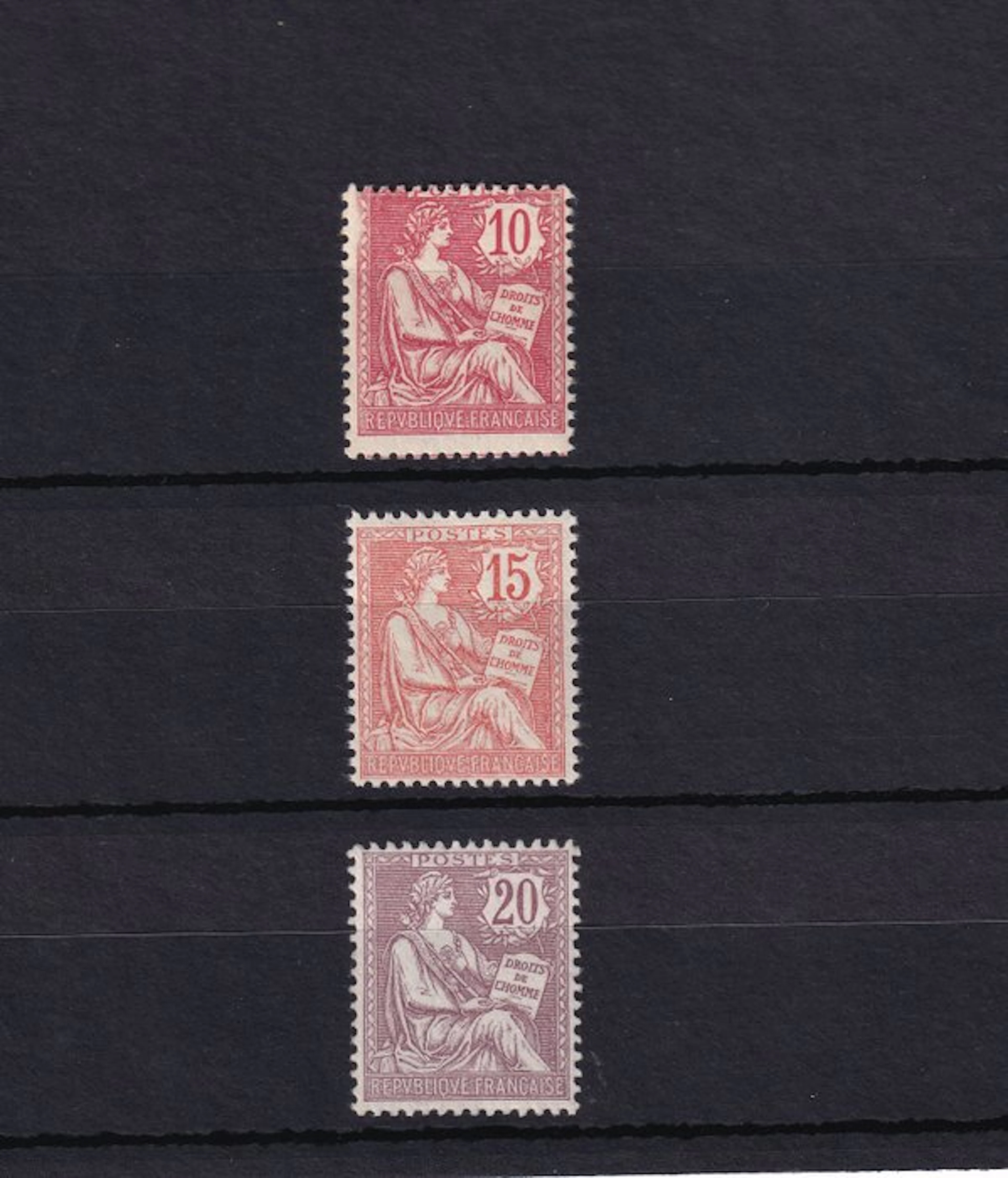 France 1902 - Estimate: €720, hinge-less, Scheller-signed. - Yvert n°124/126