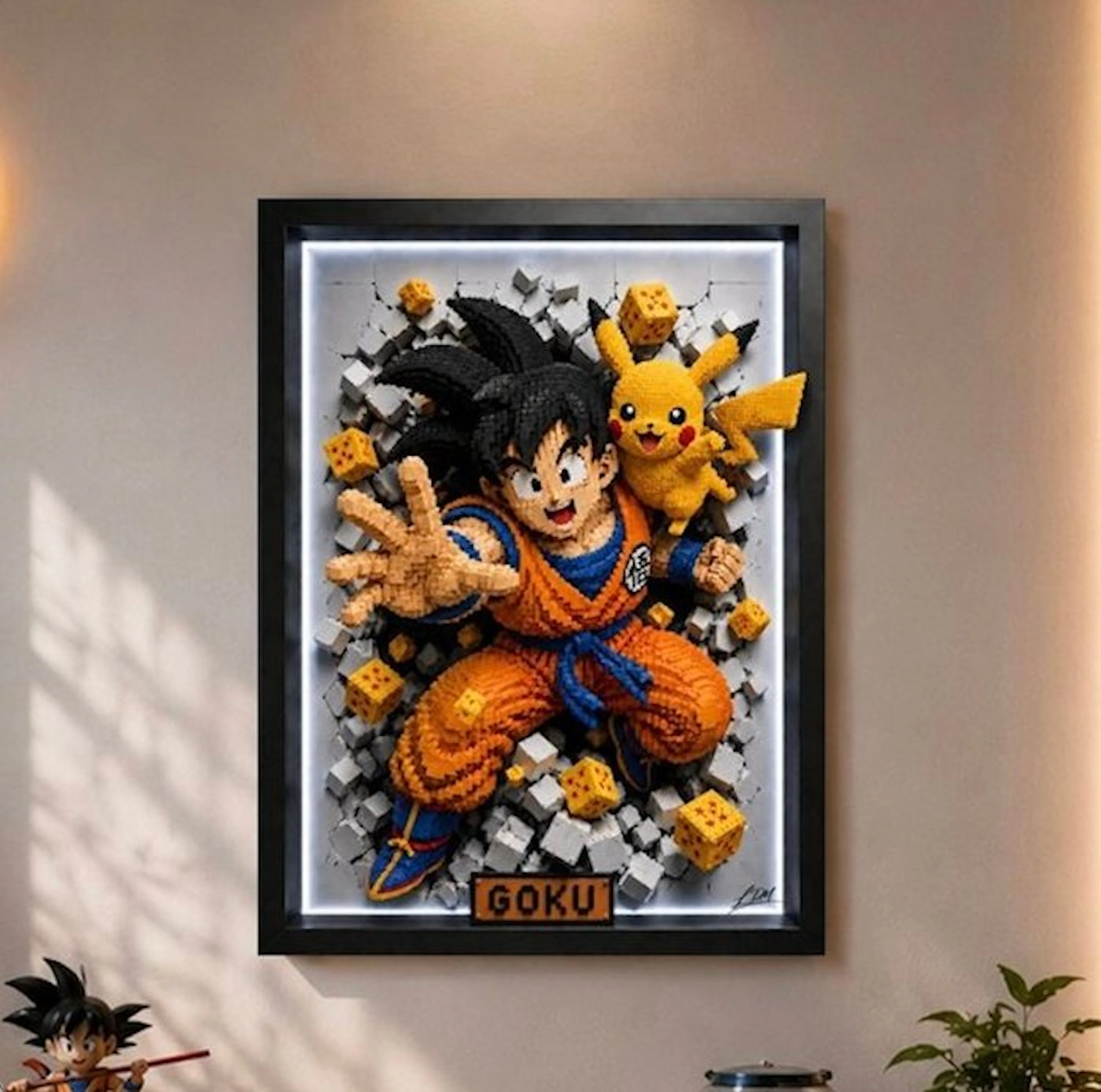 Ldm. - “Goku & Pikachu – Brick Heroes Unleashed” by Ldm - Digital AI