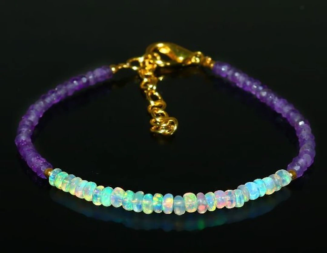 OPAL - AMETHYSTS - 16.65 CARATS - STERLING SILVER 925- 6.3 g