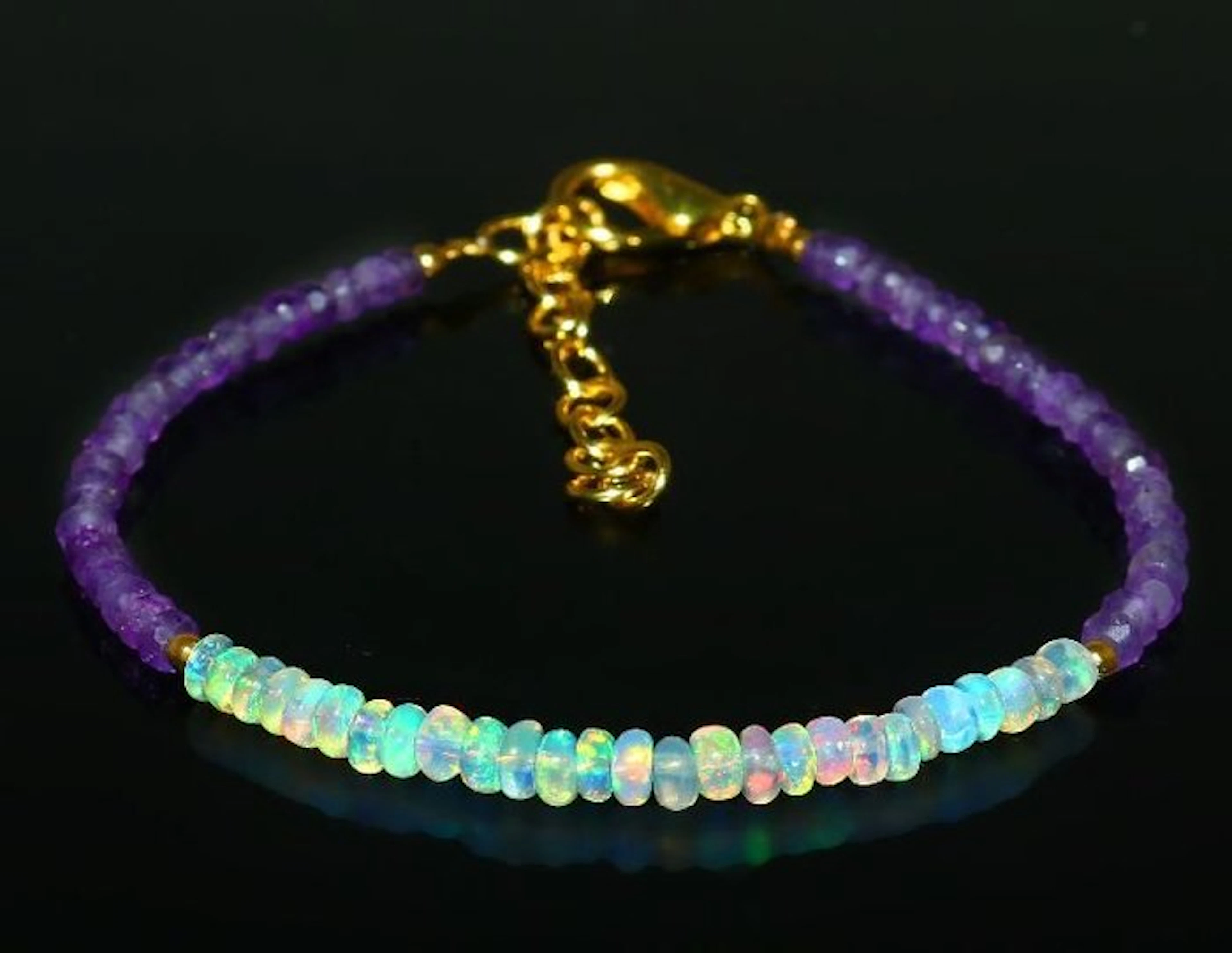 OPAL - AMETHYSTS - 16.65 CARATS - STERLING SILVER 925- 6.3 g