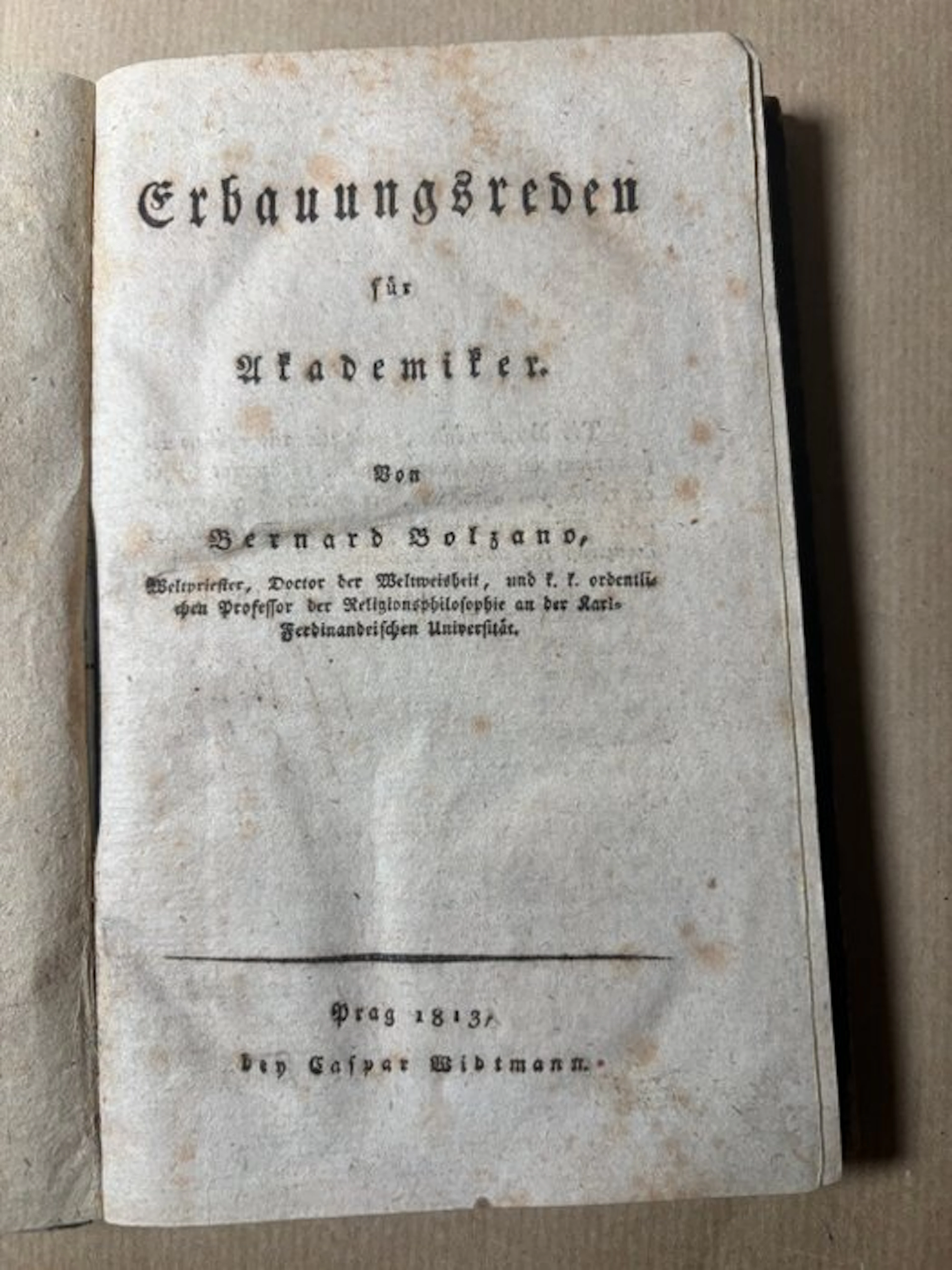 Bernard Bolzano (1781–1848) - Erbauungsreden für Akademiker. - 1813
