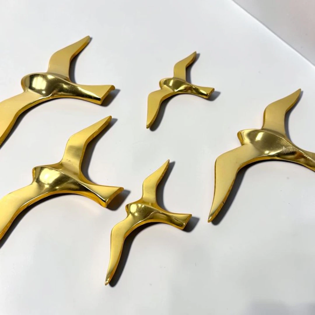 Wall decoration - Mid Century - A set of five birds.