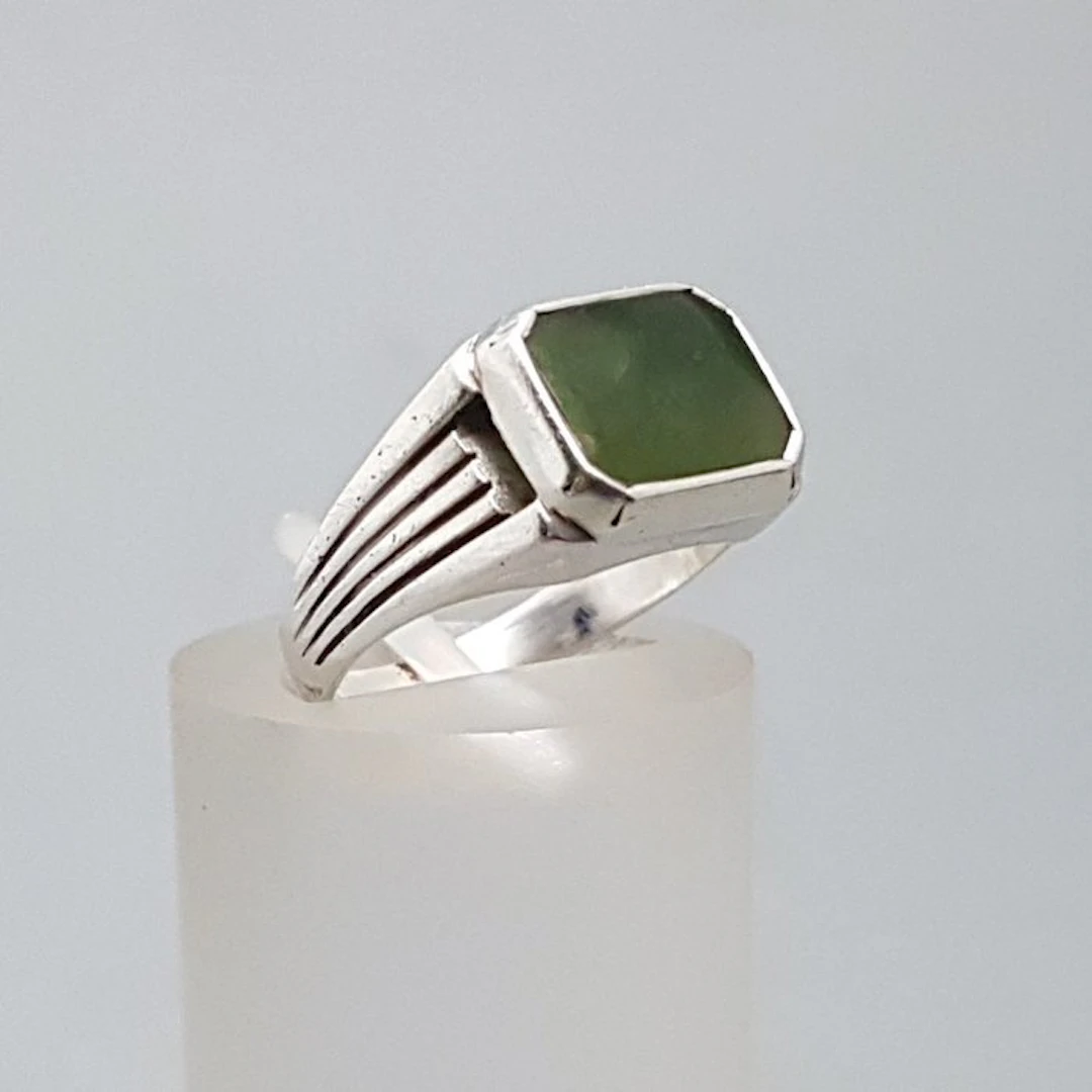 Silver, Art Deco, Jadeïet - Ring