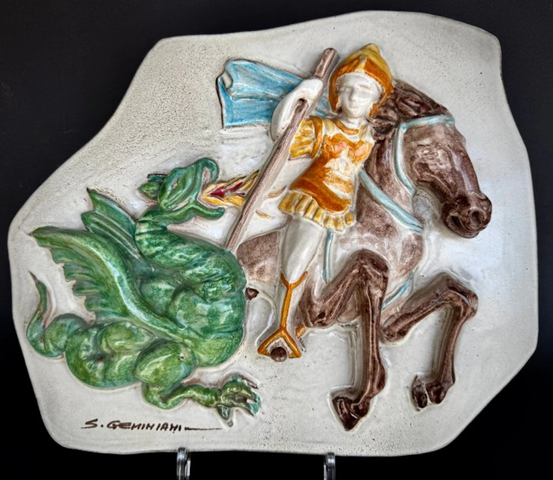 Silvana Geminiani - Panel - Refined polychrome high-relief ceramic plaque