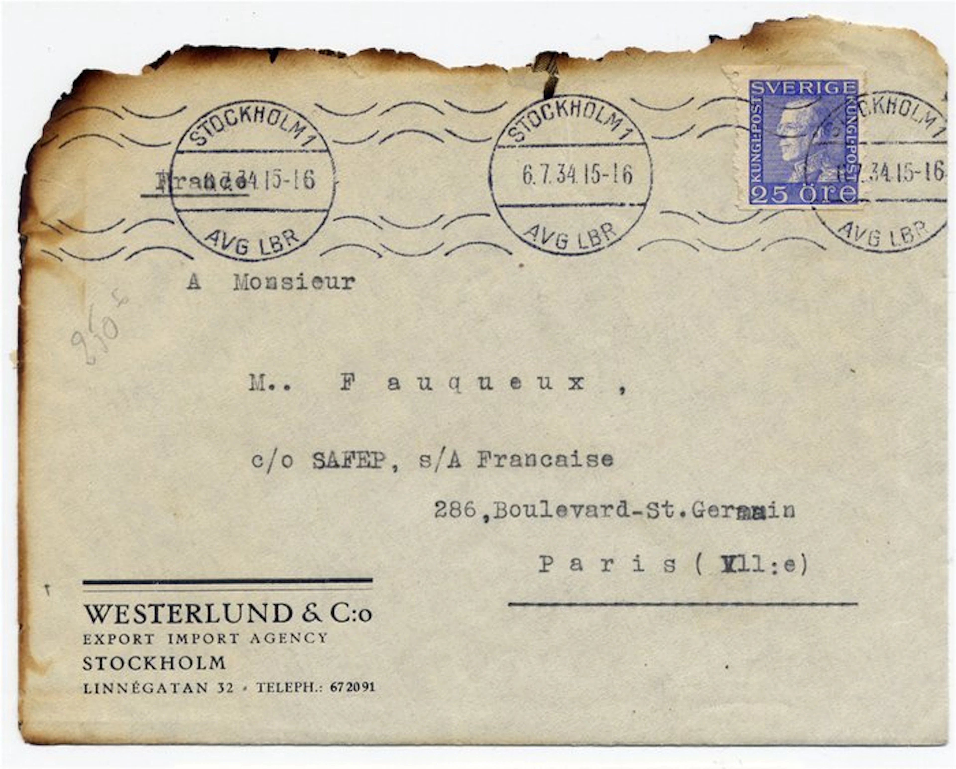 Sweden 1934 - Crash Mail – Stockholm-Malmö Air Disaster –...