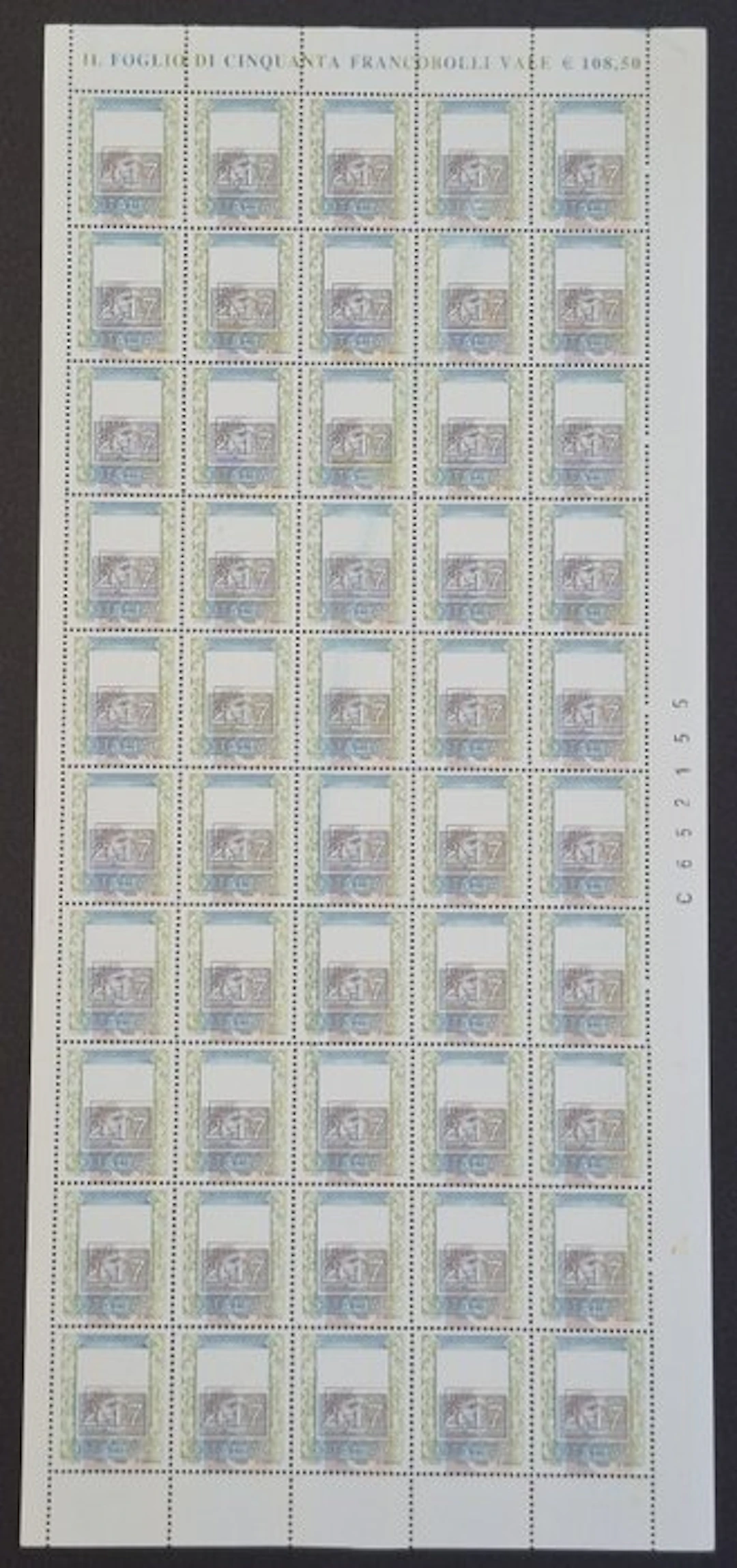 Italian Republic 2002 - High-value 50-stamp sheet of €2.17