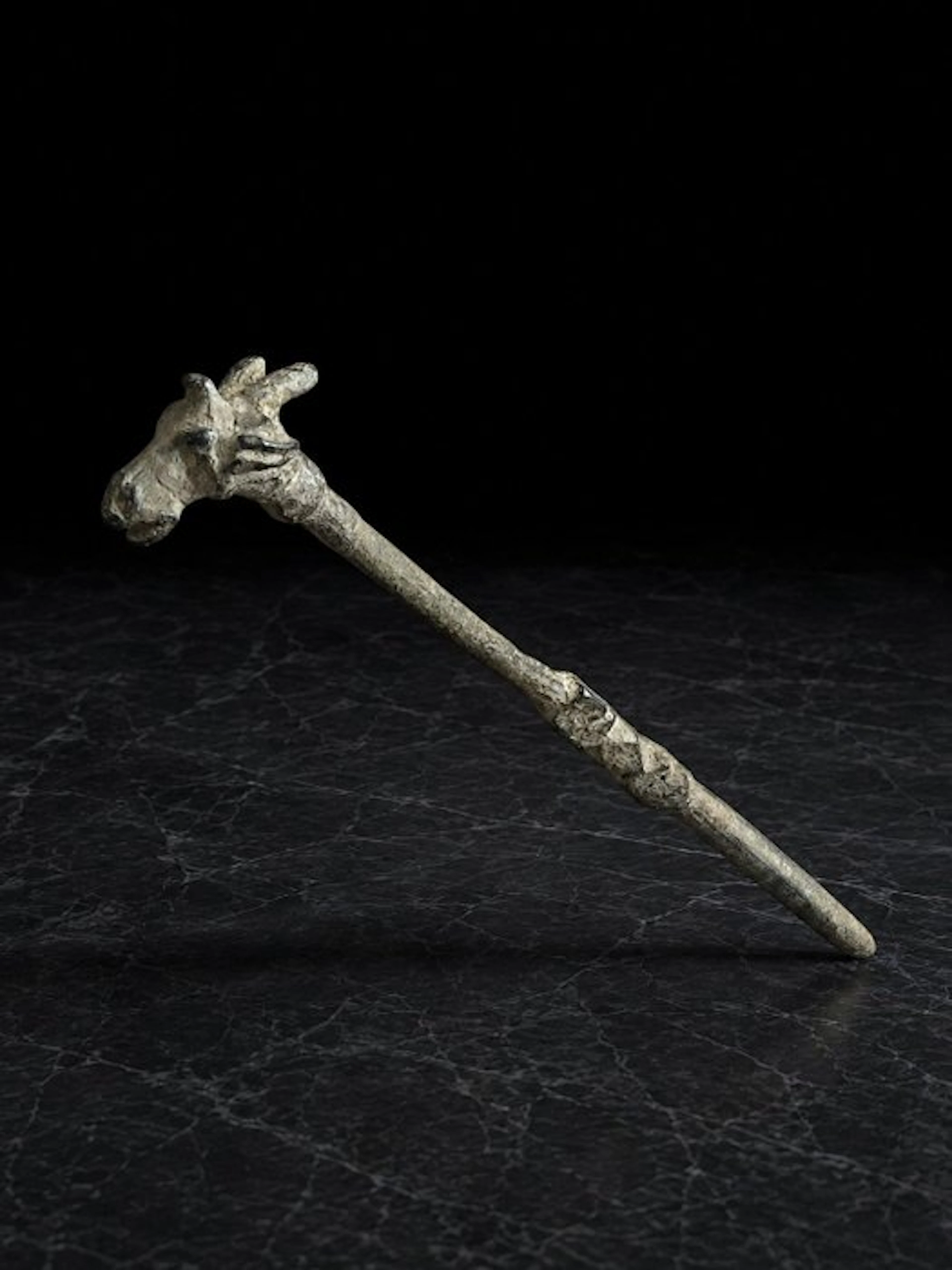 Ancient Roman, Empire Bronze Hairpin with Stylised Giraffe-Head Finial - 14 cm