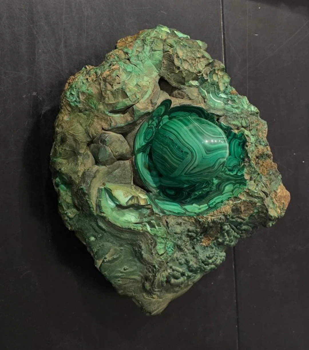 Malachite Freeform - Height: 16 cm - Width: 34 cm- 21 kg - (2)
