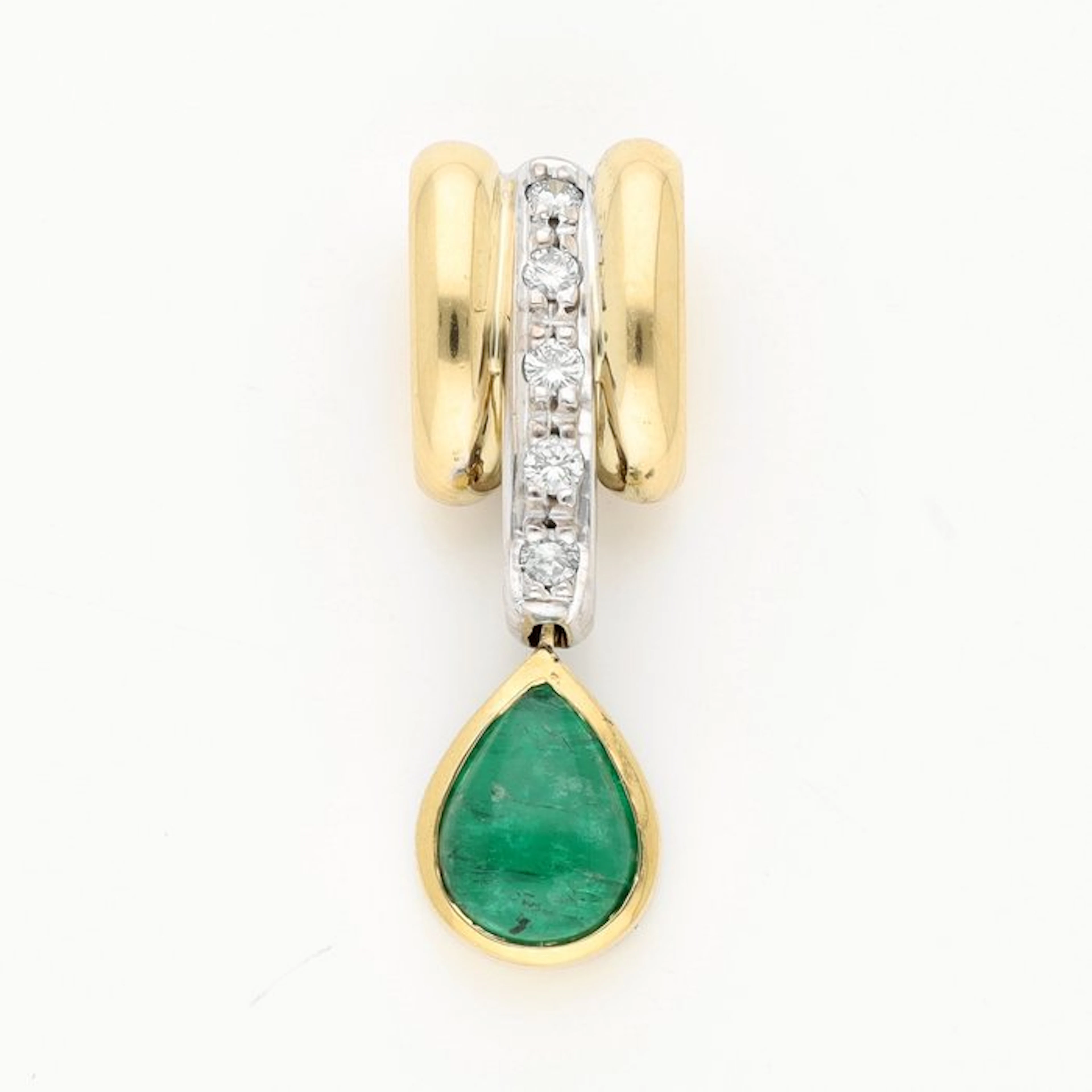 Pendant - 18 kt. Yellow gold Diamond (Natural) - Emerald
