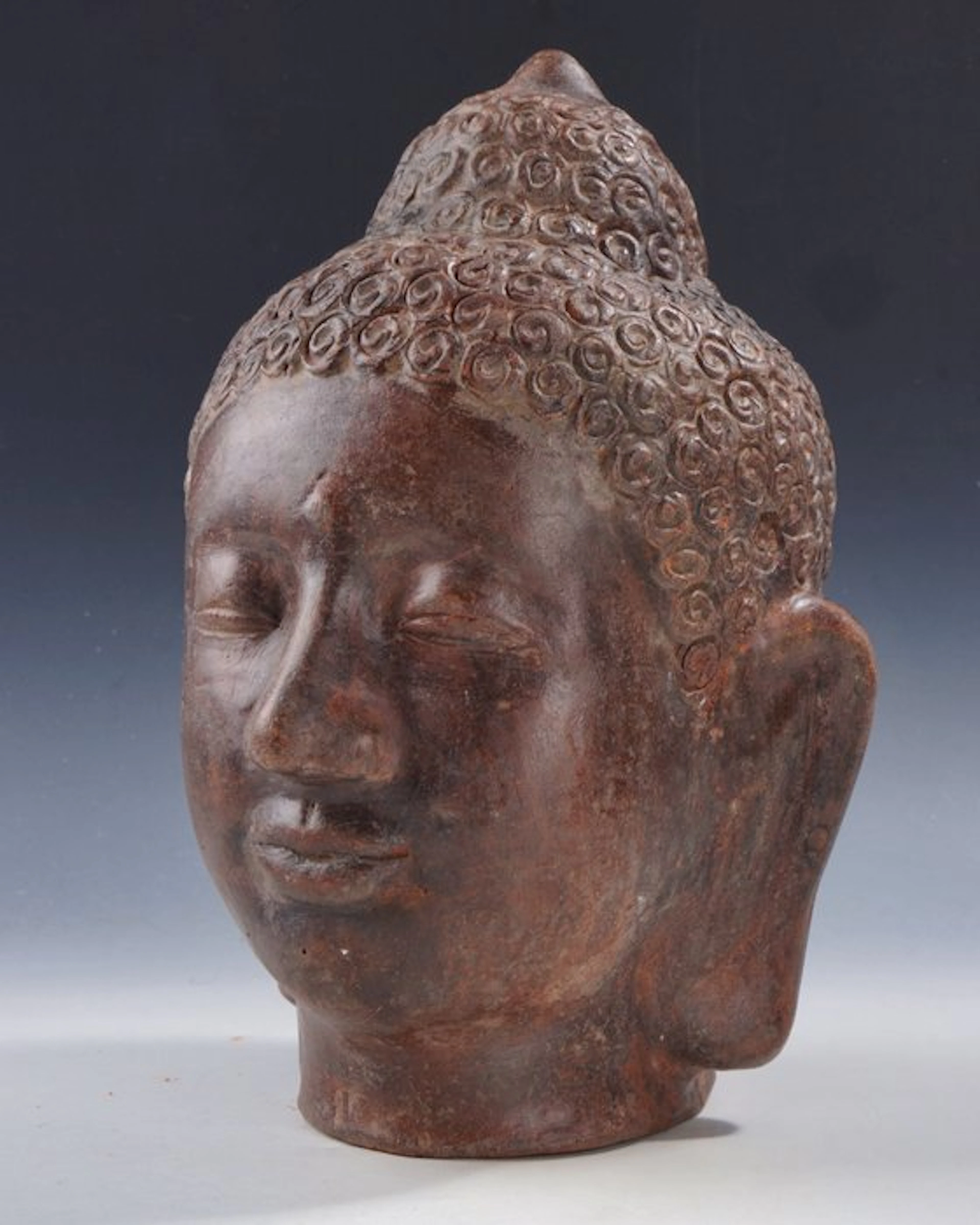 Statue, Chocoladebruine Boeddha • hoofd met...