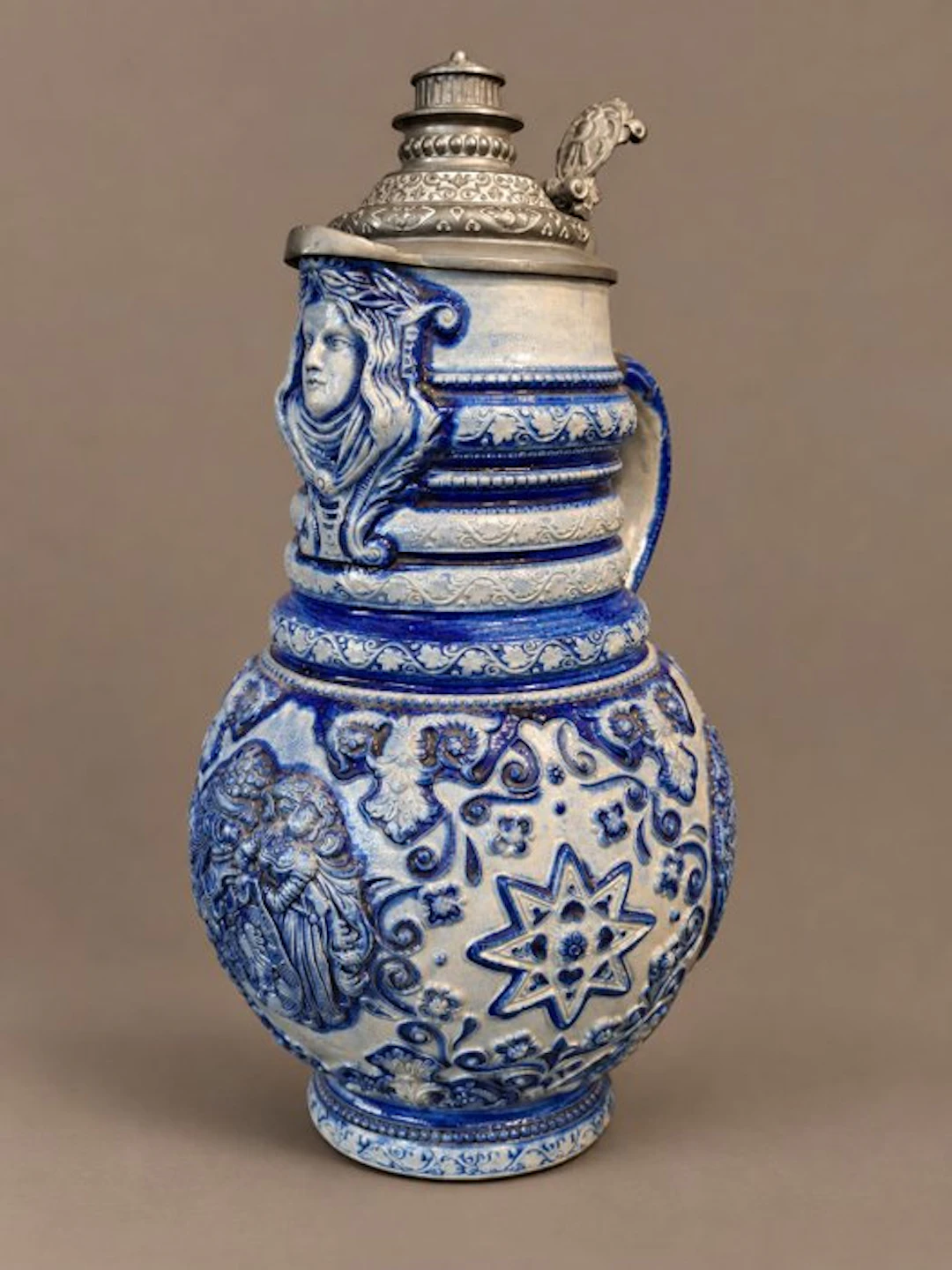 Ewer - Earthenware, Tin - Beer can, Westerwald style