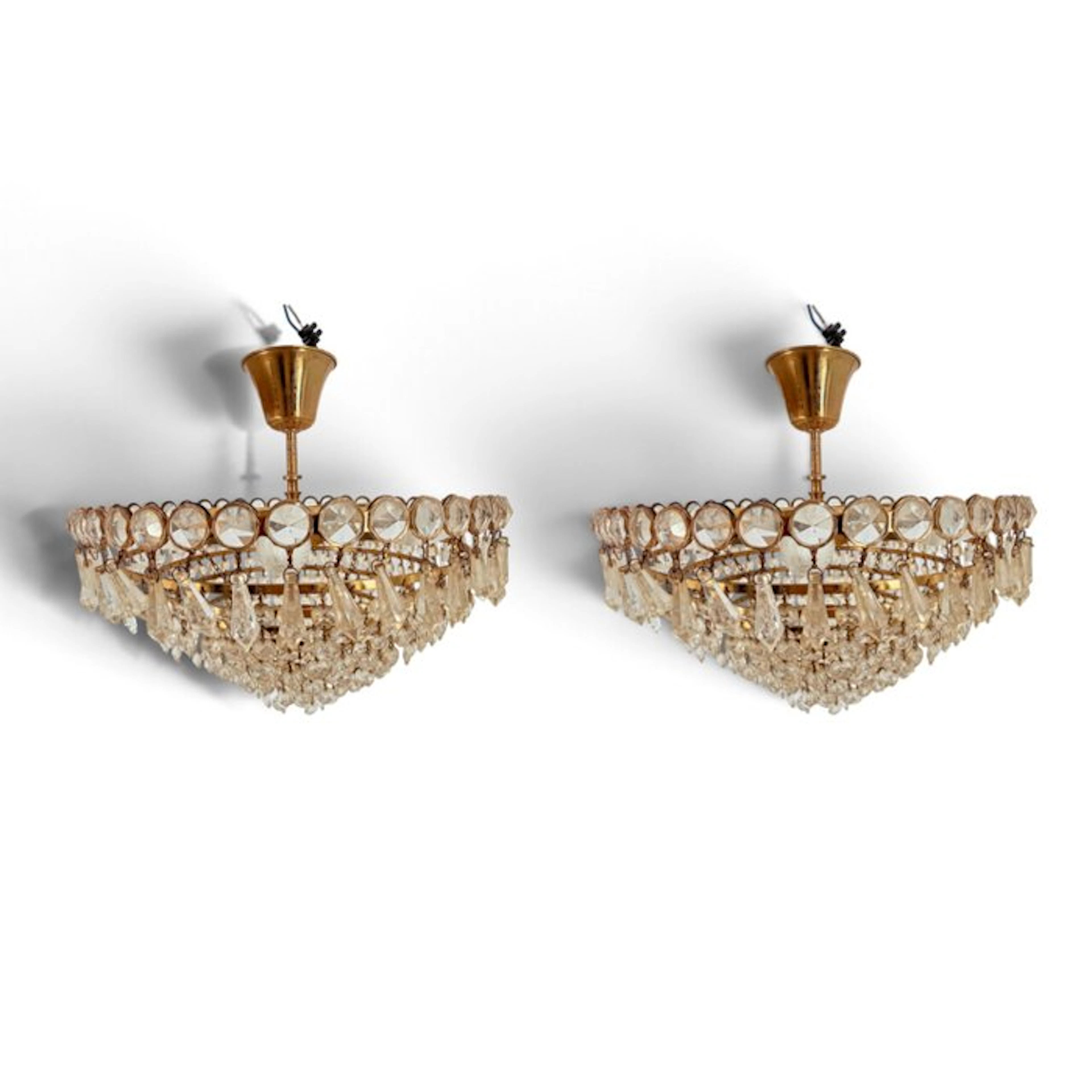 Hanging lamp (2) - Brass, Crystal - Tear Spider