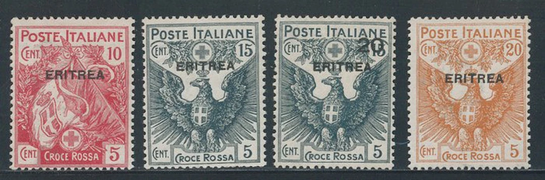 Italian Eritrea - Red Cross, complete series no. 41/44.