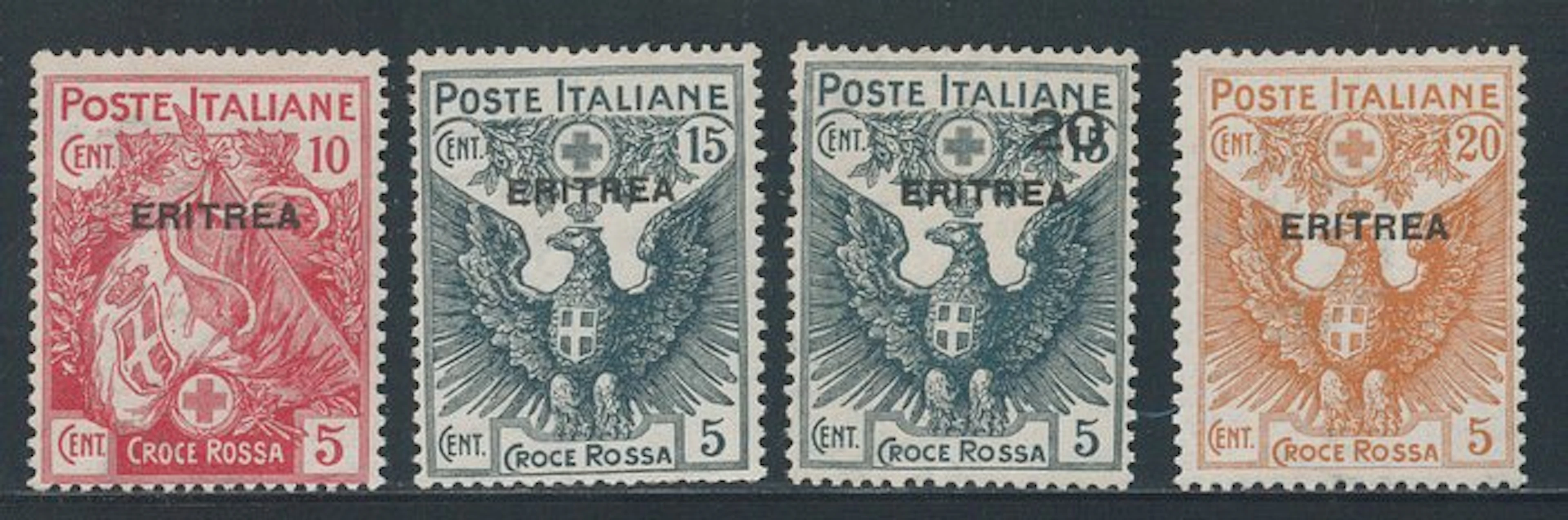 Italian Eritrea - Red Cross, complete series no. 41/44.