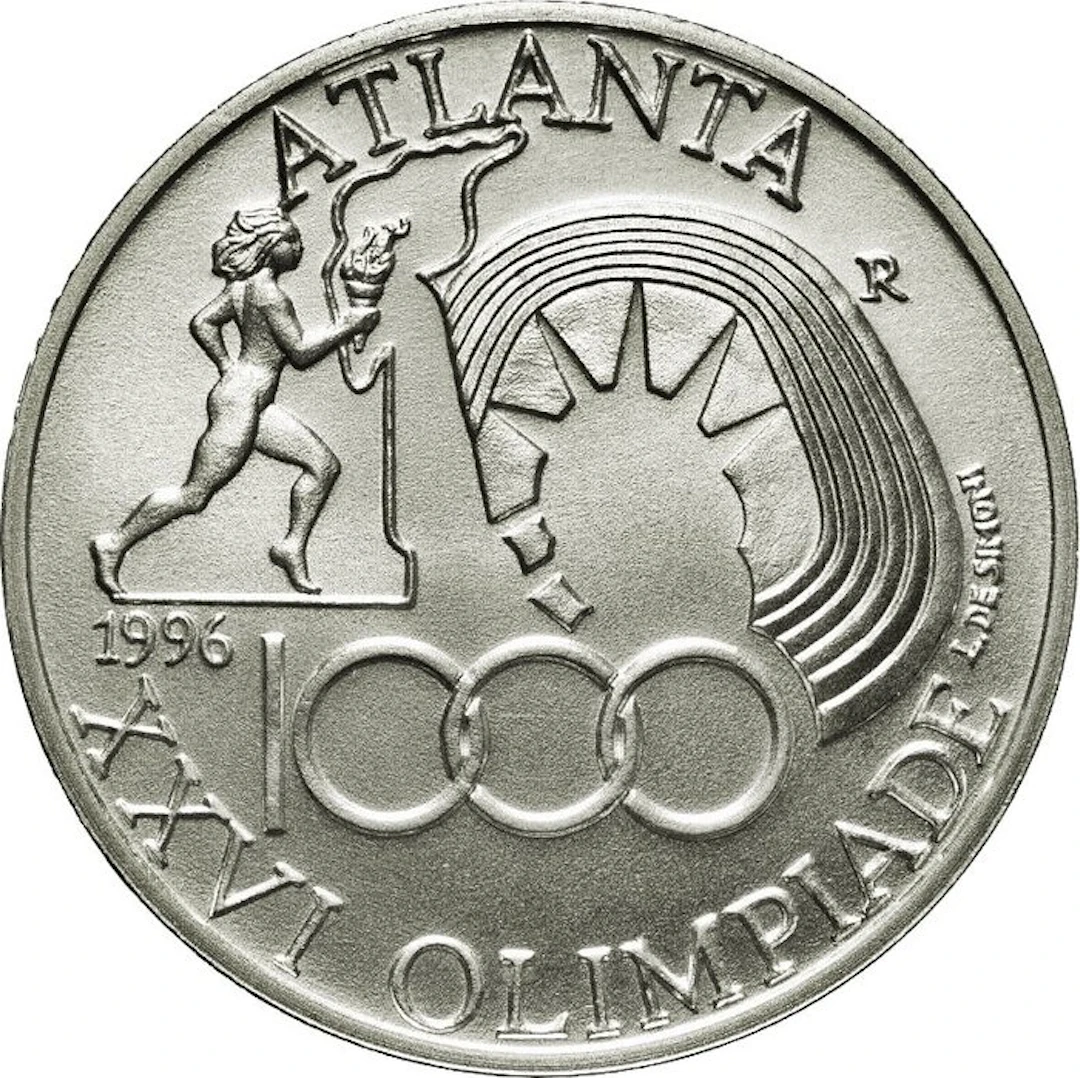 Italy. 1000 Lire 1996 "Atlanta Olympics Games XXVI " (No reserve price)