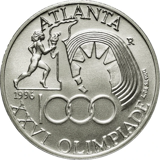 Italy. 1000 Lire 1996 "Atlanta Olympics Games XXVI " (No reserve price)