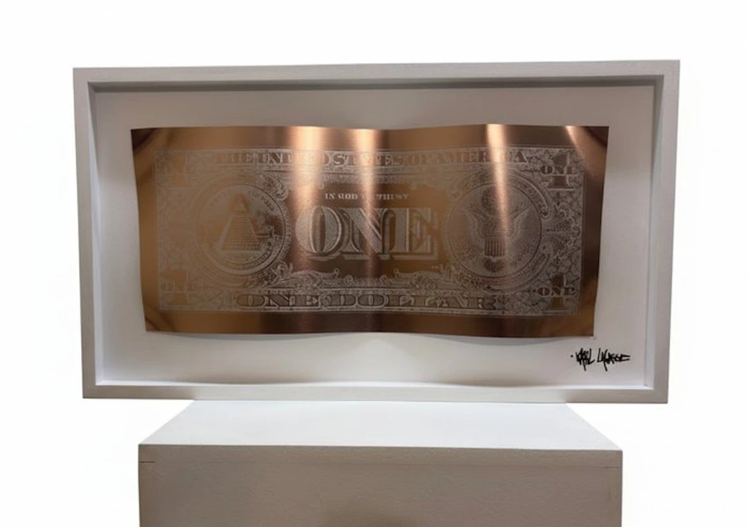 Karl Lagasse - Sculpture Alluminium et Bois *One dollar minimalist Brown*