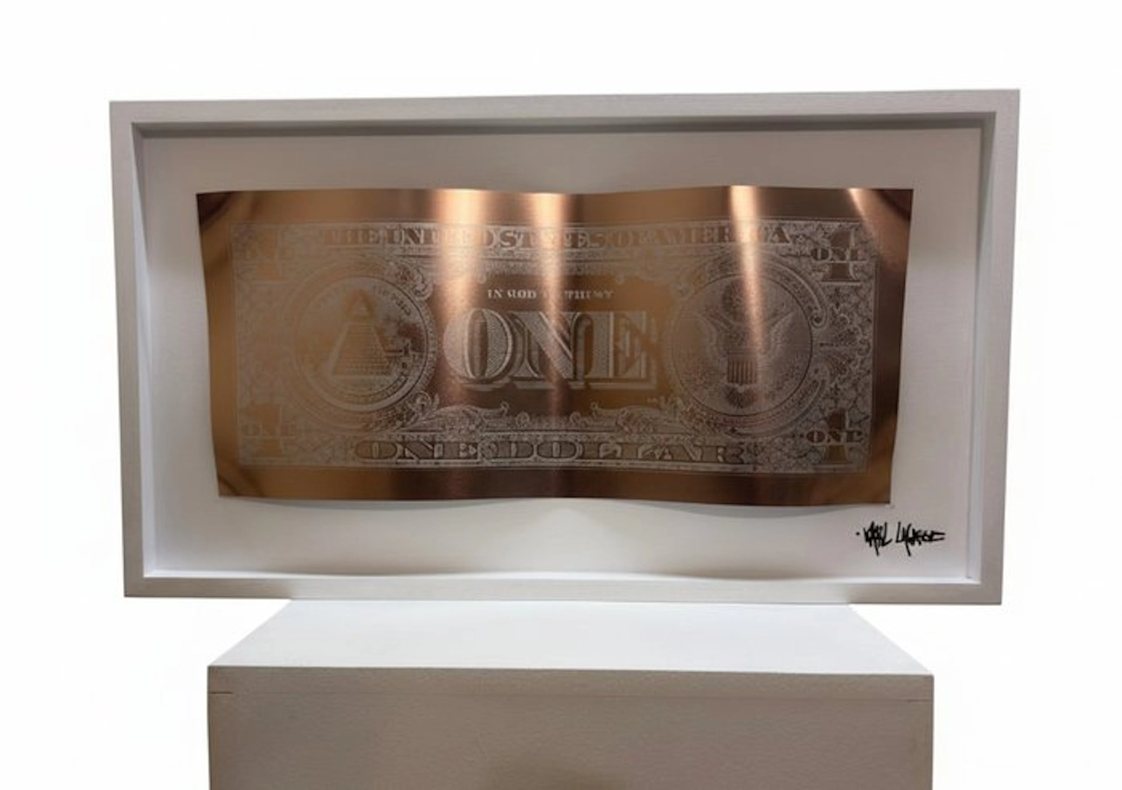 Karl Lagasse - Sculpture Alluminium et Bois *One dollar minimalist Brown*