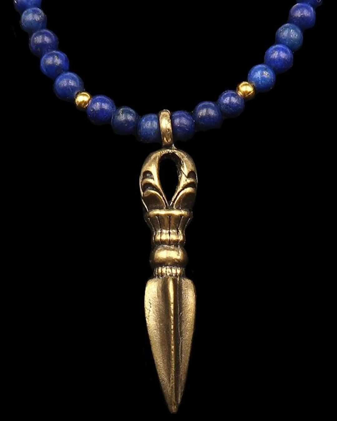 Lapis lazuli - Phurba Ritual Necklace: Banishing Demons...