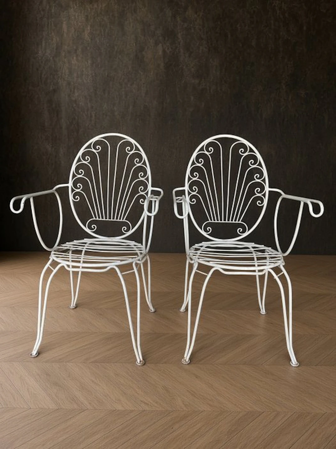 Chair (2) - Set of two French Provincial Style Wrought...