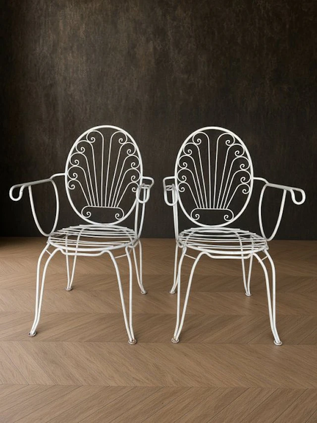 Chair (2) - Set of two French Provincial Style Wrought...