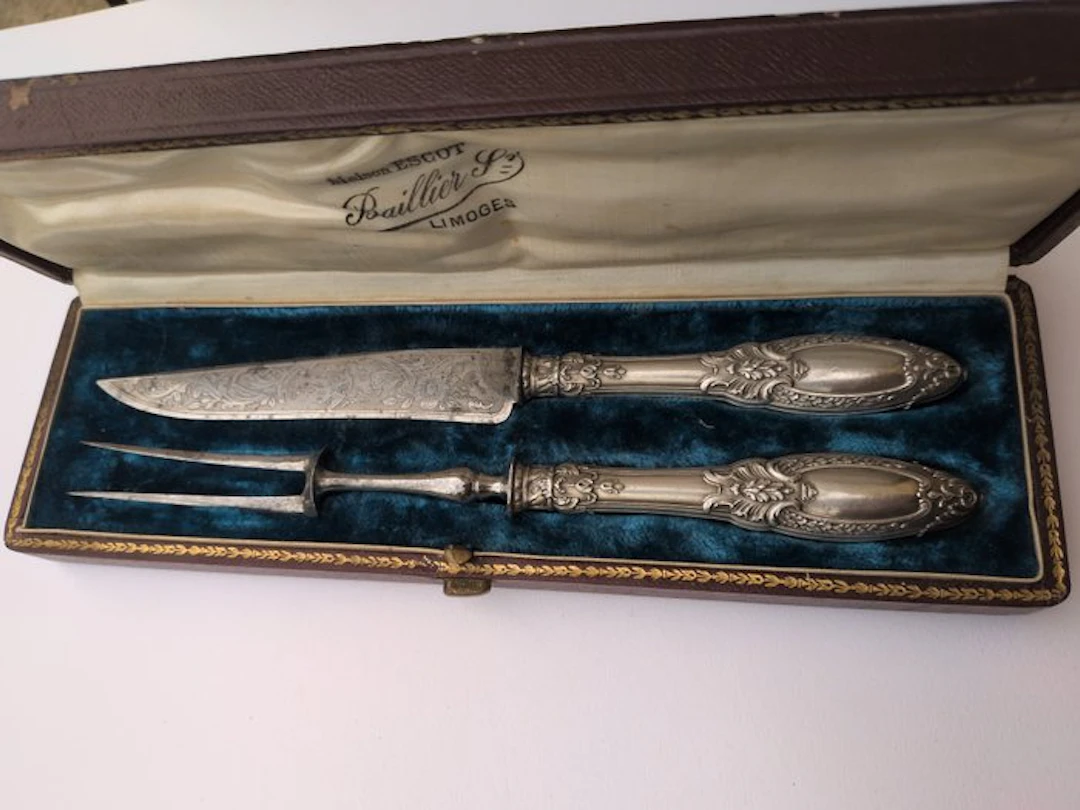 Salad servers (2) - Silver - 1850-1900 - Silver cheese service
