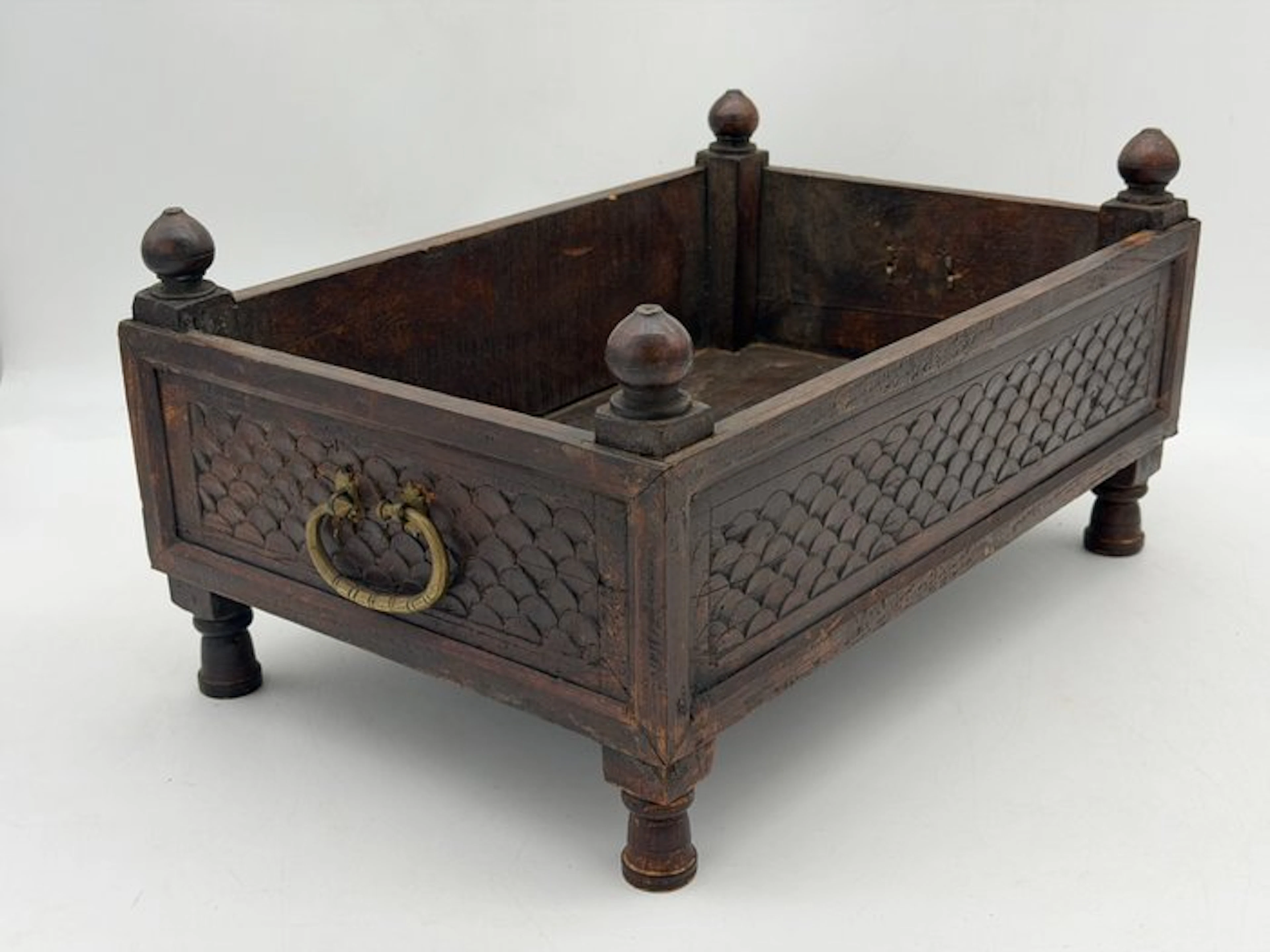 Antique Vessel - Teak - 1890-1920 - Anglo-Indian Tray 1900