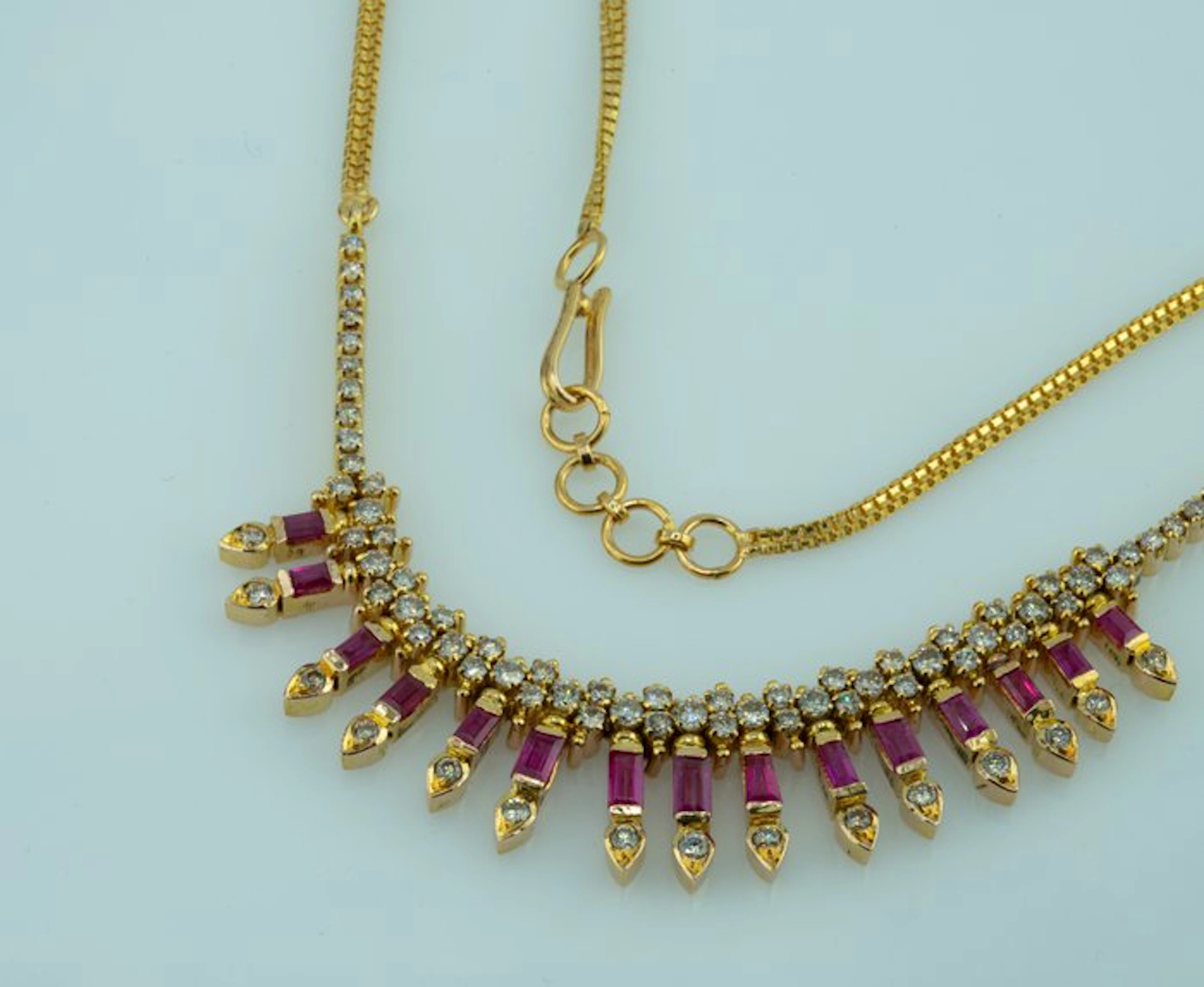 Necklace - 21 kt. Yellow gold Diamond (Natural) - Ruby