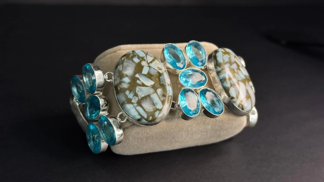 Rare Handmade Bracelet - Copper Larimar and Blue Topaz...
