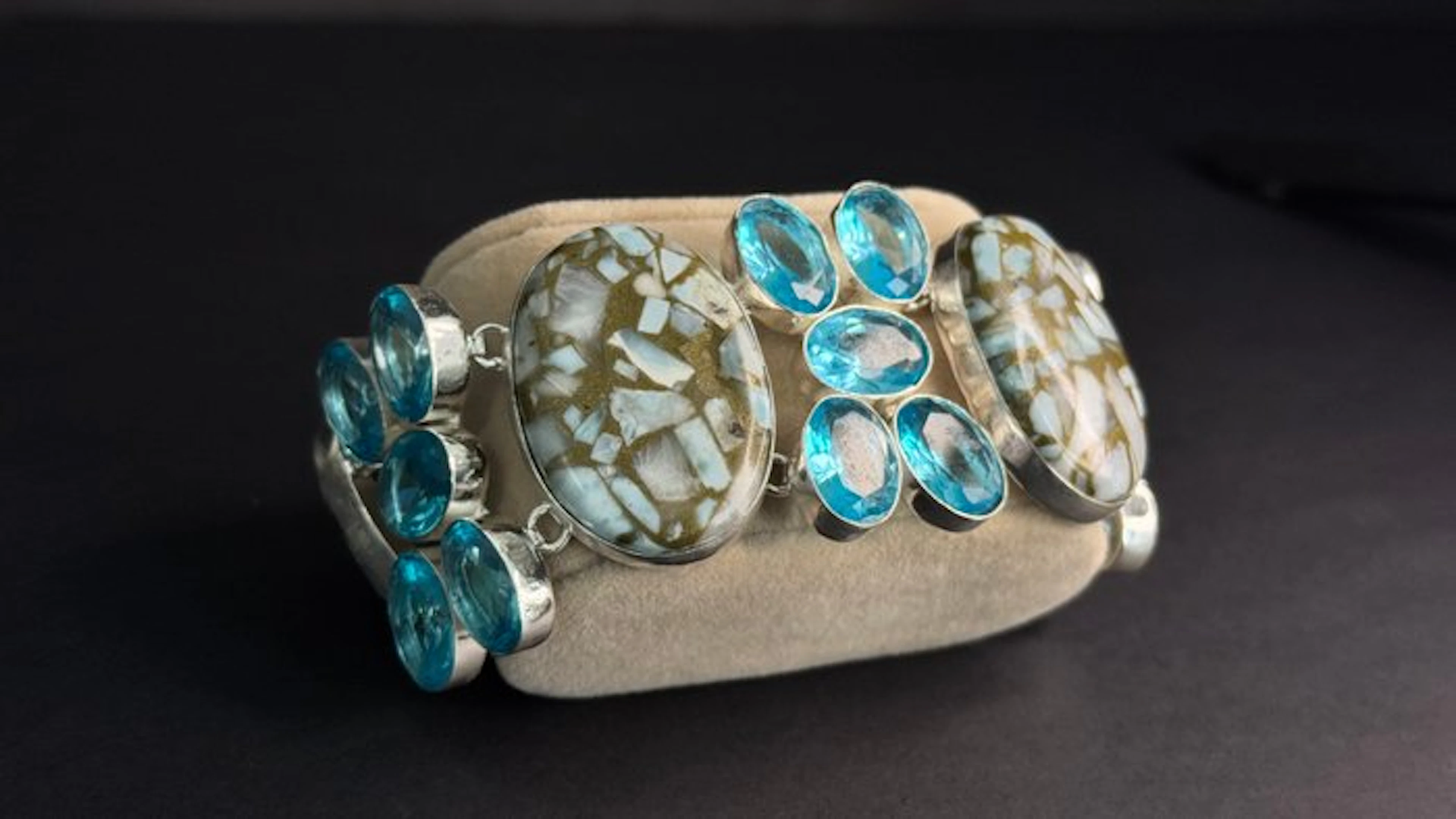 Rare Handmade Bracelet - Copper Larimar and Blue Topaz...