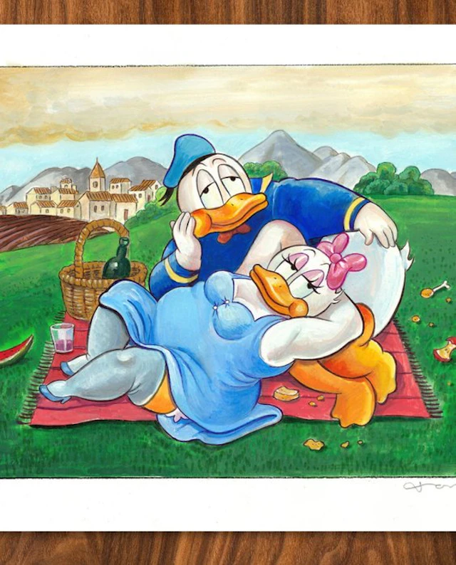 Tony Fernandez - Original colour drawing - Donald & Daisy...
