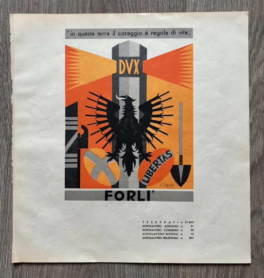 Depero Fortunato - Originale Forlì Litografia 1938