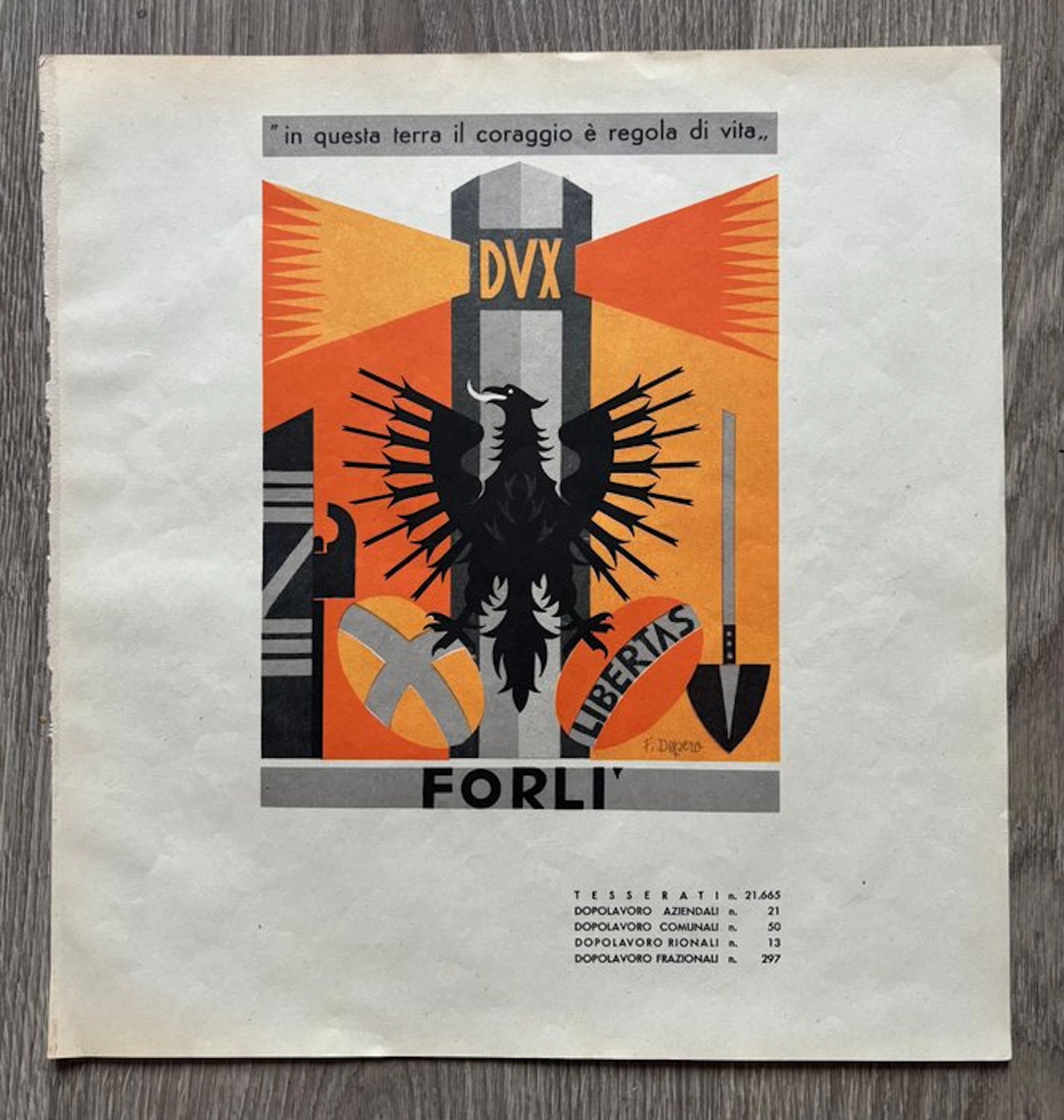 Depero Fortunato - Originale Forlì Litografia 1938