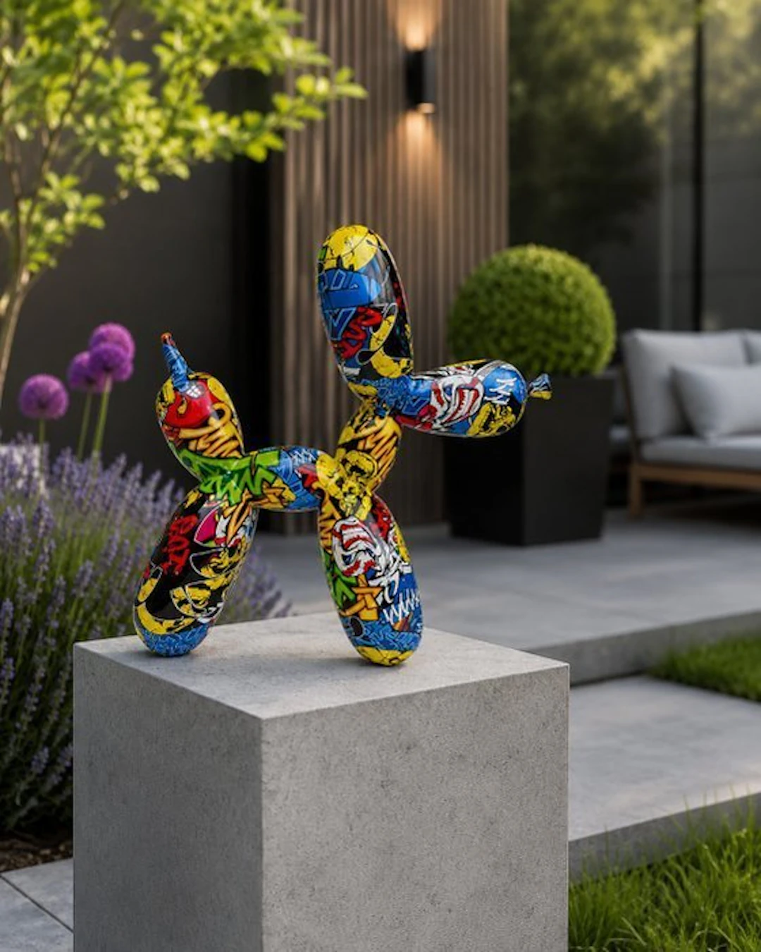 Statue, street Art balloon dog - 24 cm - polyresin