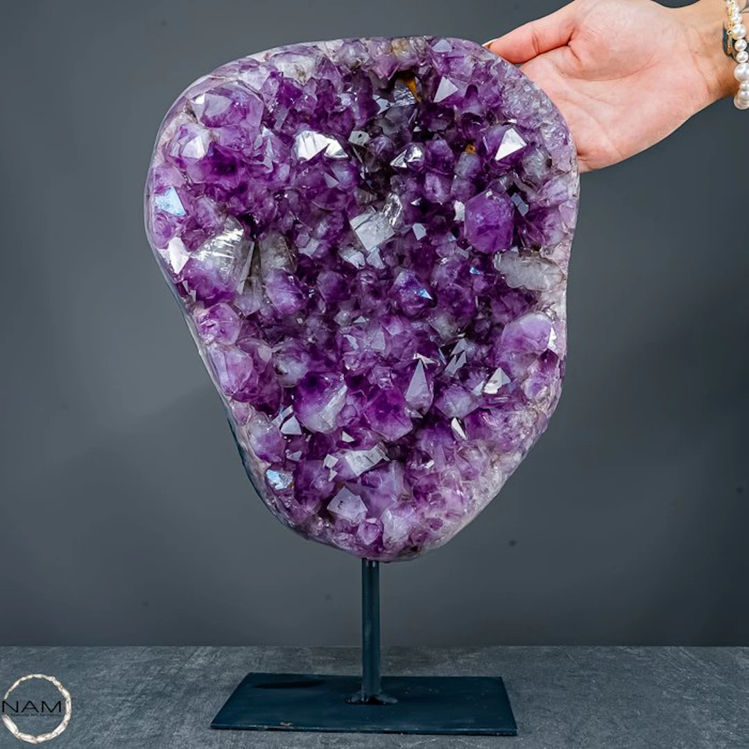Natural amethyst druse on stand – exclusive one-of-a-kind...