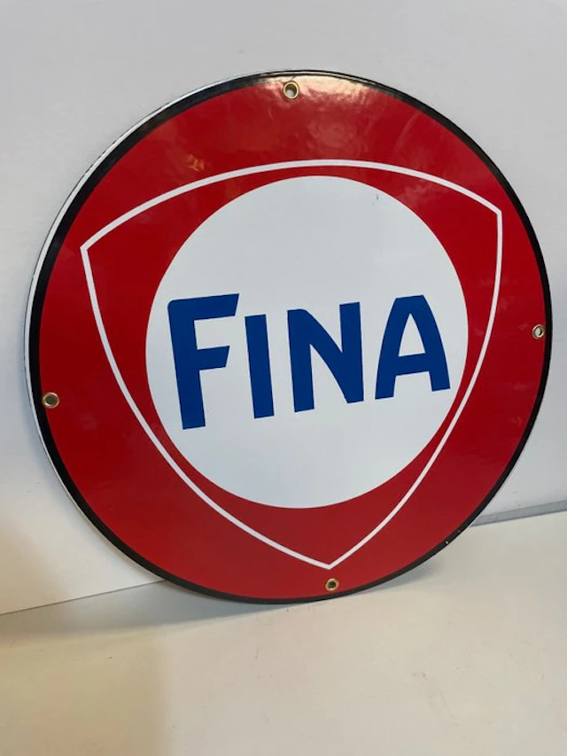 Fina Logo 30 cm - Fina Enamel Plate / Metal 30 cm - Sign - Enamel, Metal