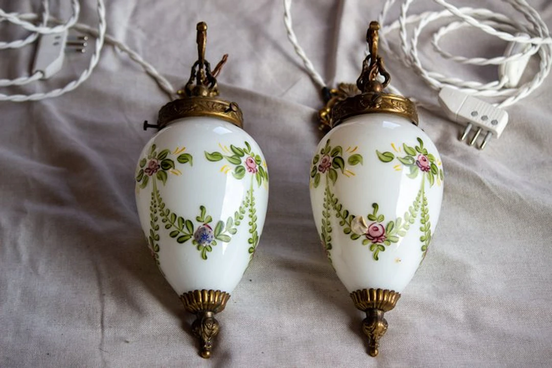 Hanging lamp (3) - Glass, Brass - Bedroom Triptych