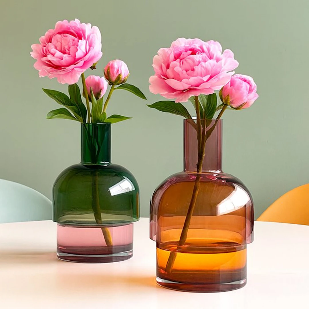 Cloudnola - Vase - Set of 2 Flip Vases Mouth Blown Colored Glass - Glass